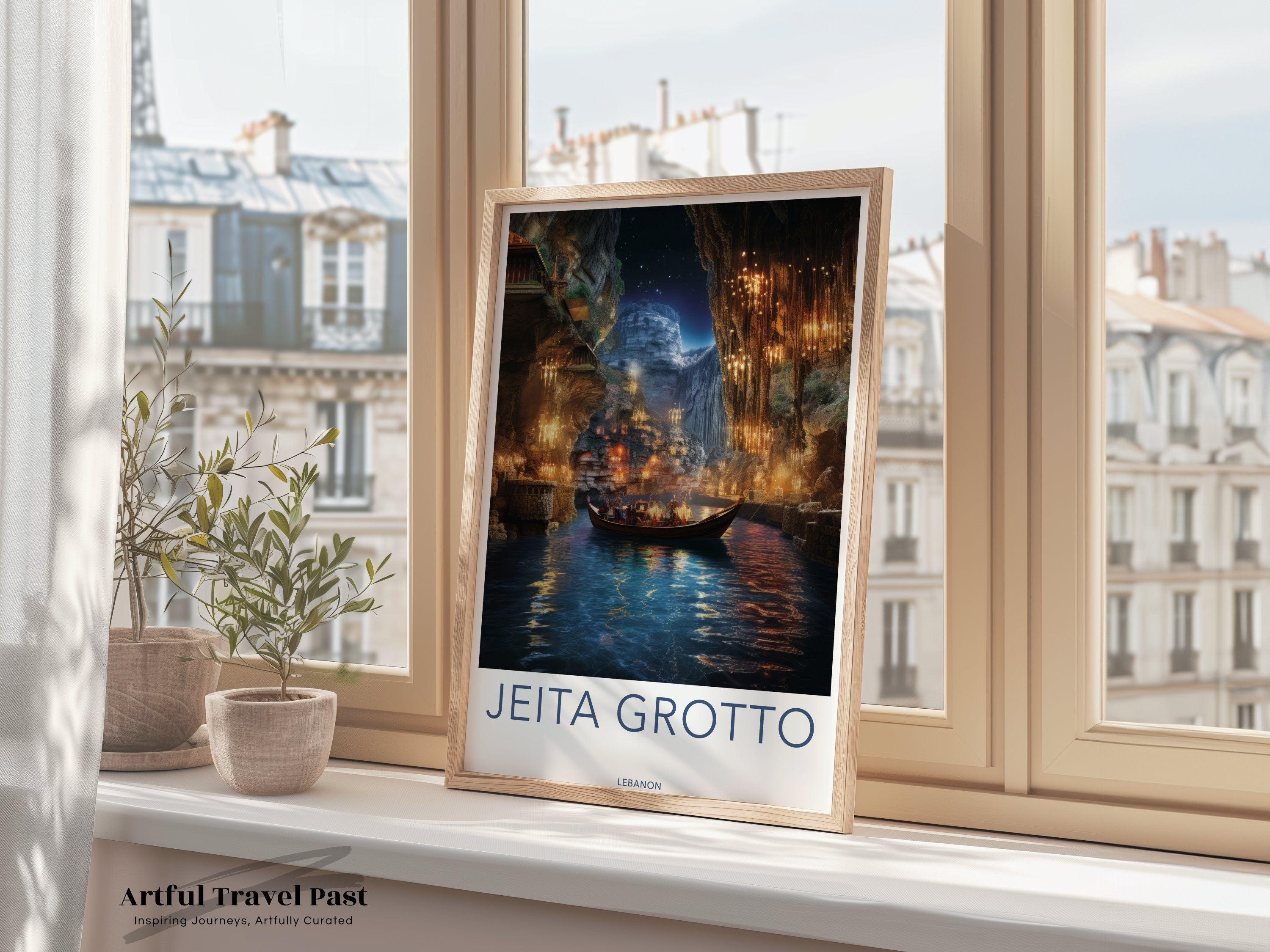 Jeita Grotto Wall Art, Unique Travel Destination Poster, Lebanon Cave Print, Nature Scenic Artwork, Historic Cultural Landmark