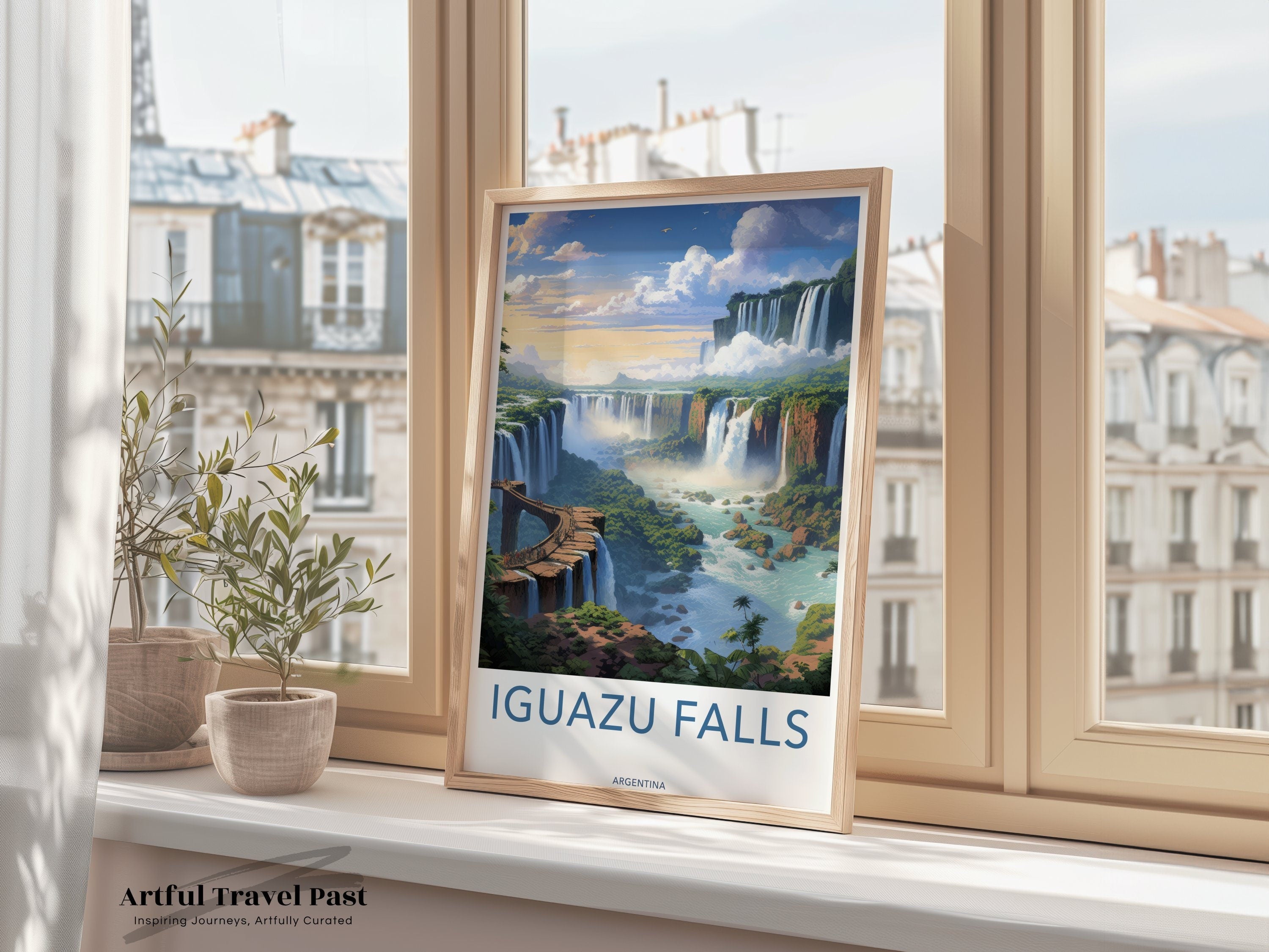 Iguazu Falls Argentina Wall Art, Scenic Waterfall Poster, Nature Landscape Print, Travel Destination Decor, South American Artwork