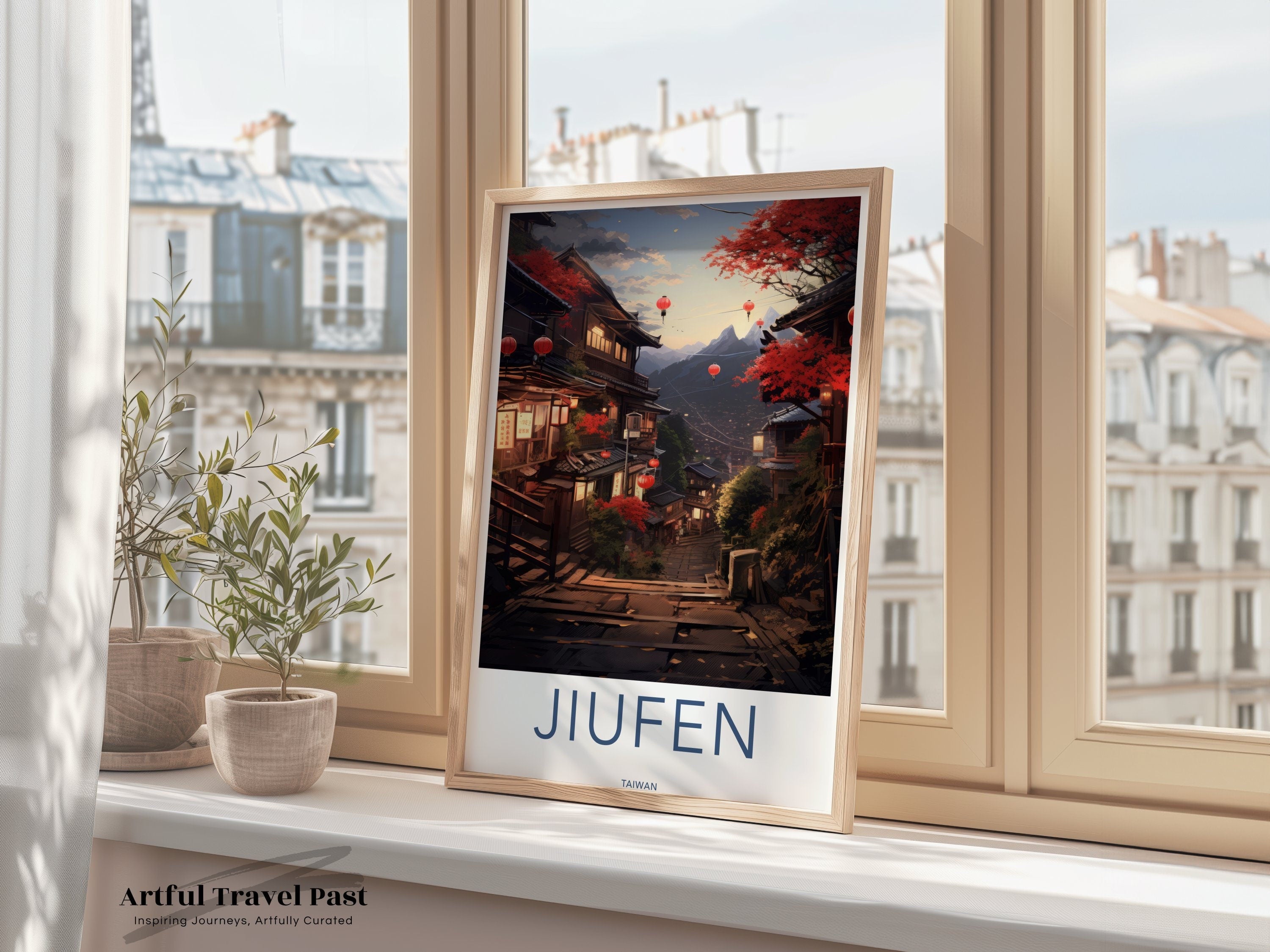 Jiufen Taiwan Wall Art, Romantic Scenic View Poster, Historical Cultural Decor, Asian Landscape Print, Travel Photography Art