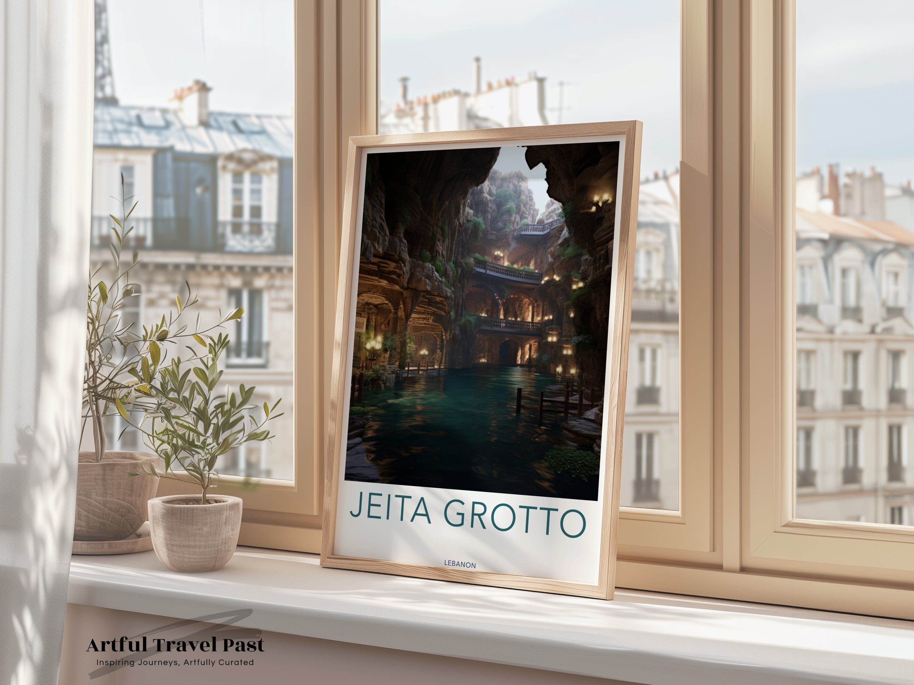 Jeita Grotto Wall Art, Mysterious Cave Decor, Natural Wonder Artwork, Lebanon Travel Poster, Unique Scenic Print, Artistic Cave Photography