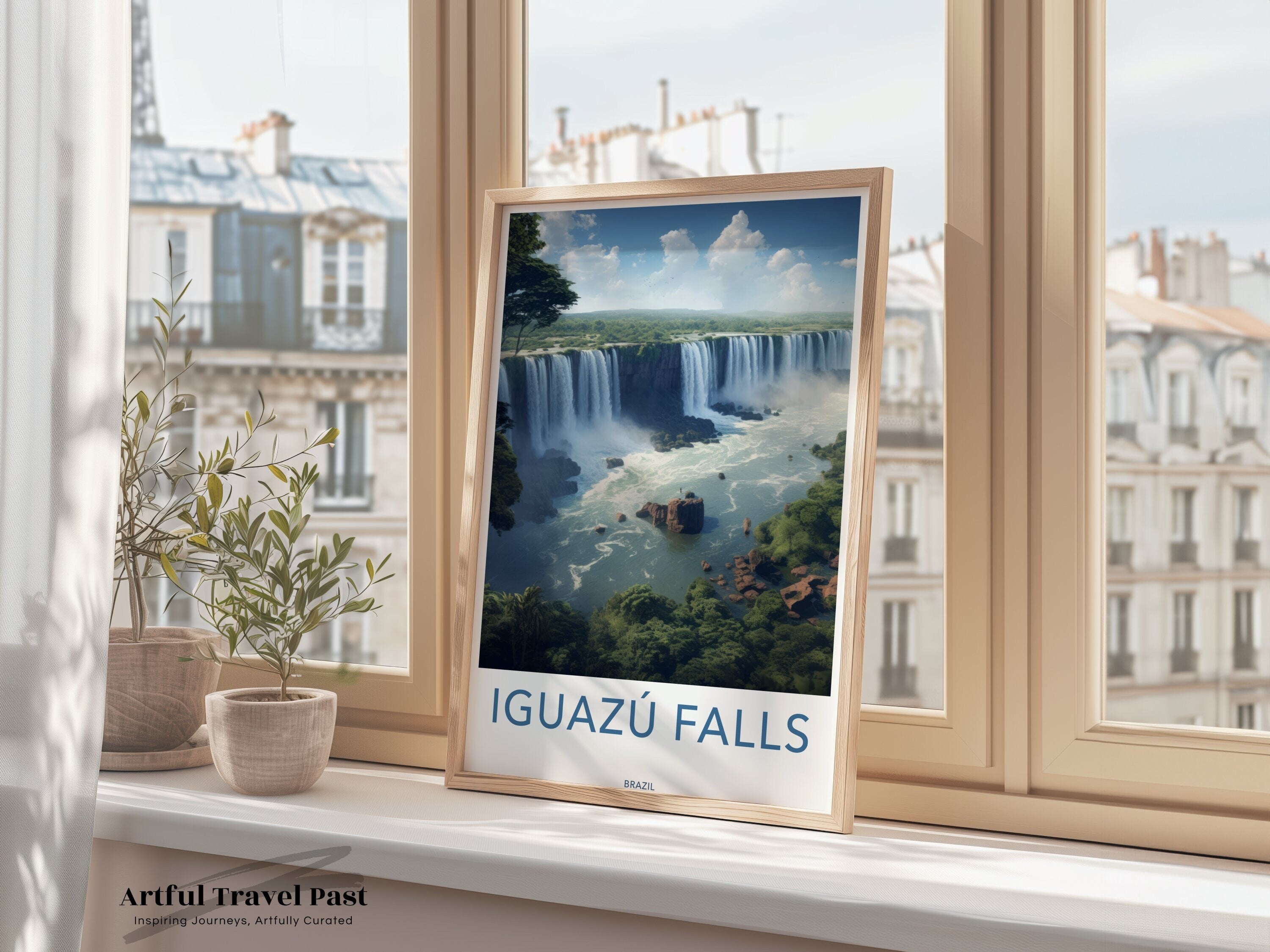 Iguazu Falls Wall Art, Natural Wonder Poster, Brazil Waterfalls Print, Scenic Landscape Decor, Travel Destination Artwork