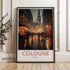 Cologne Cityscape Wall Art Print, Germany Cathedral Night Scene, Cozy Winter Street Decor, European Architectural Artwork