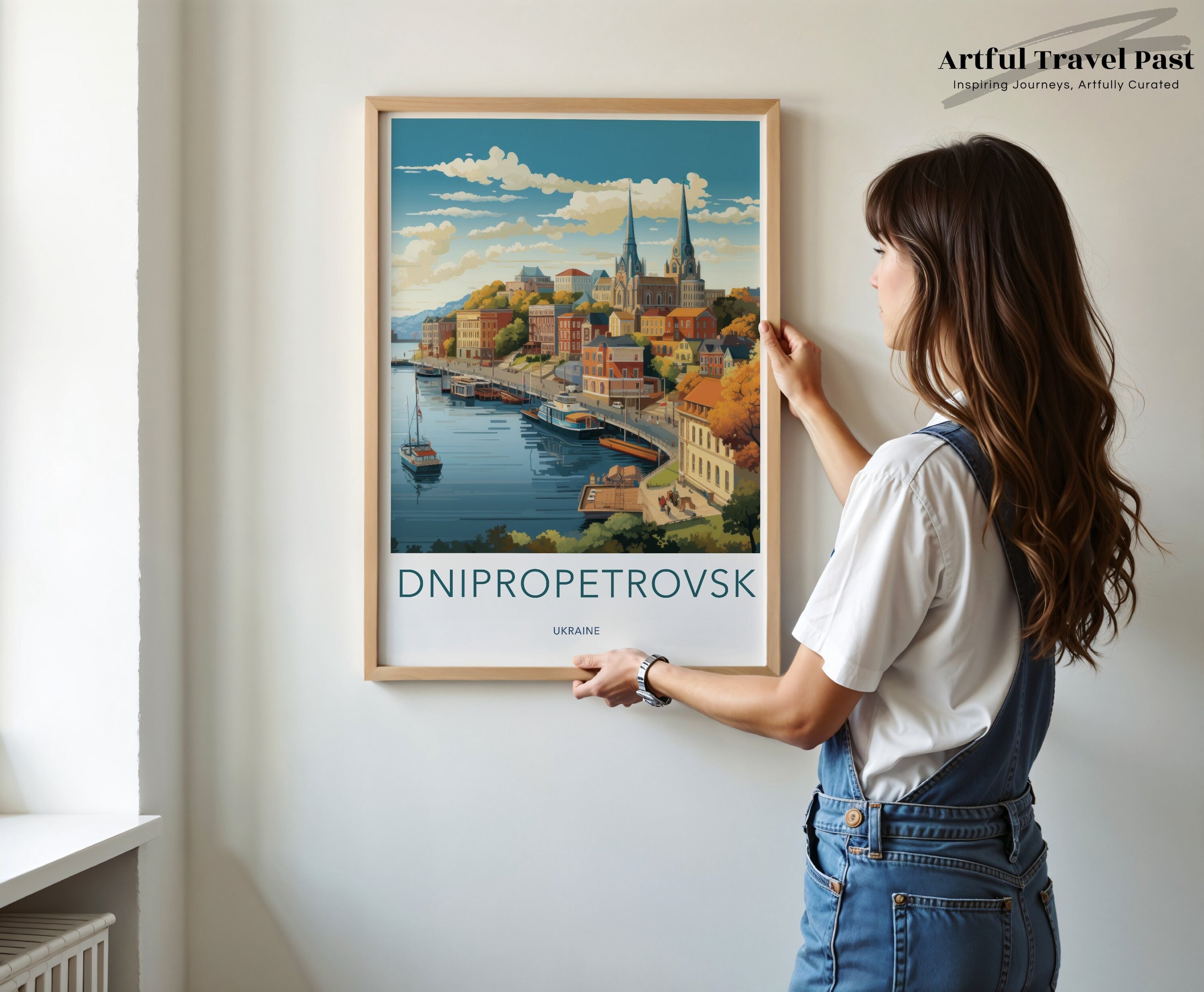 Dnipropetrovsk Ukraine Wall Art, Cityscape Print, Nautical Decor, Modern Home Office Decor, City Landmark Illustration