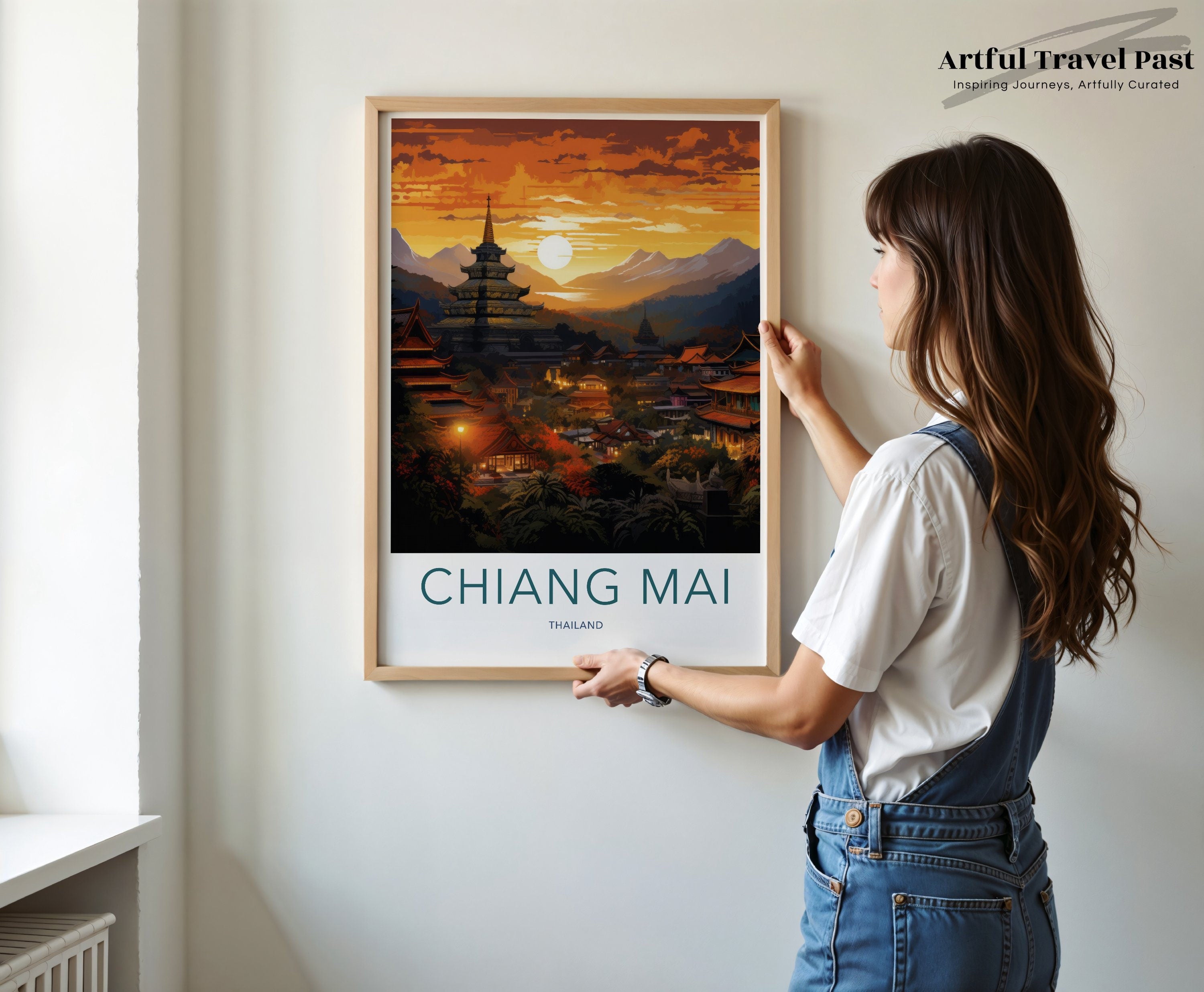 Chiang Mai Thailand Wall Art, Sunset Landscape Print, Asian Themed Home Decor, Serene Nature Scenery Poster, Exotic Travel Artwork