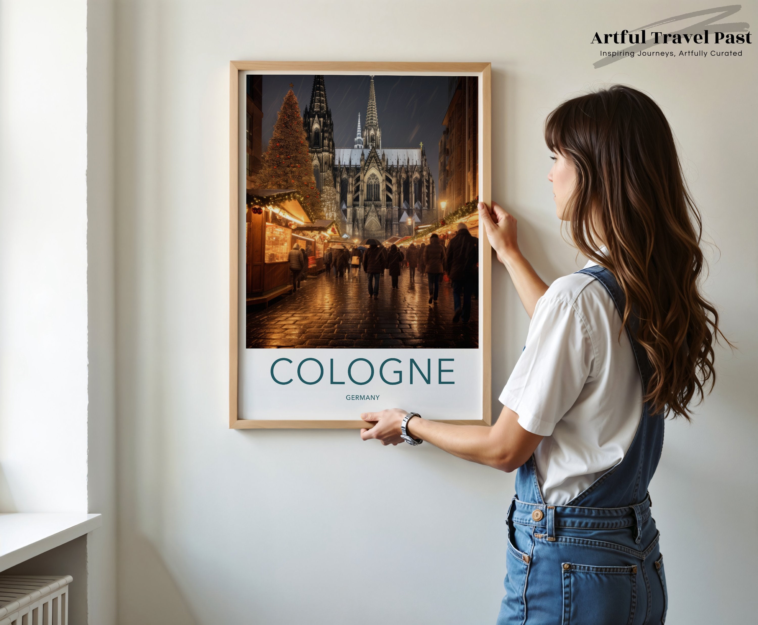 Cologne Cathedral at Night, Christmas Market Wall Art, Holiday Season Print, Festive Cityscape Art, European Landmark Poster