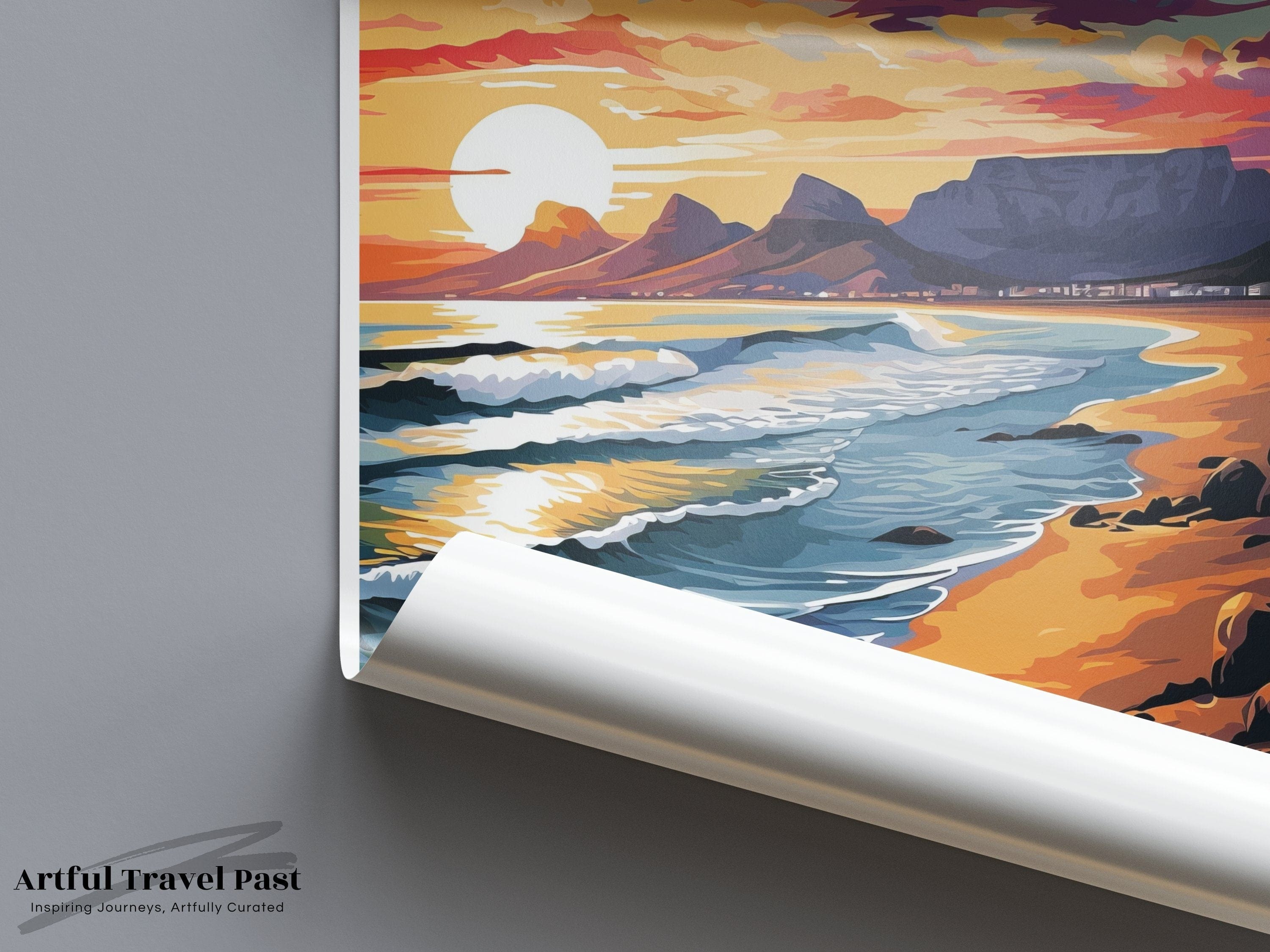 Wall Art Cape Town Poster | Coastal Sunset | South Africa Wall Art