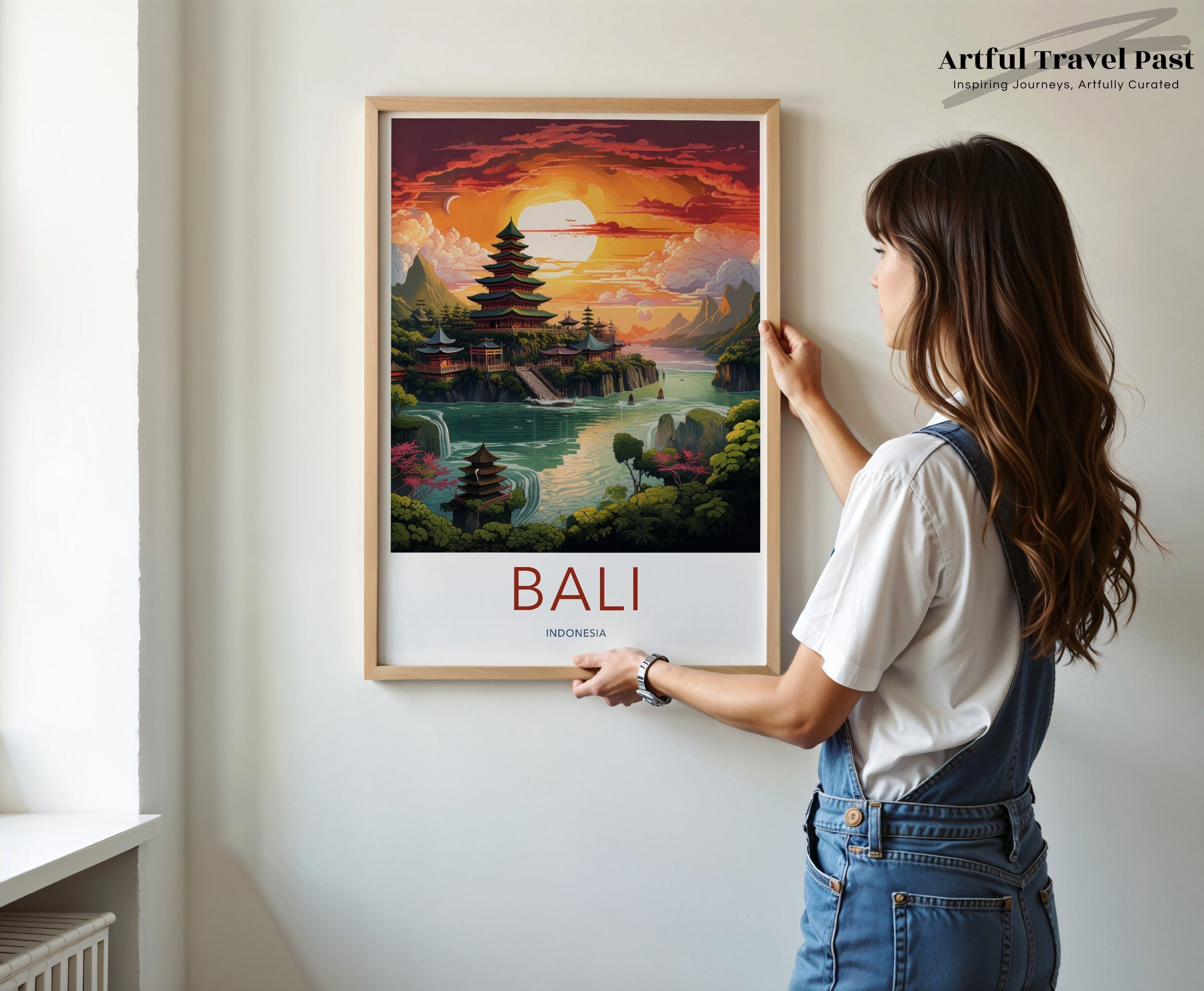 Wall Art Bali Poster | Pagoda Sunset | Indonesia Wall Art