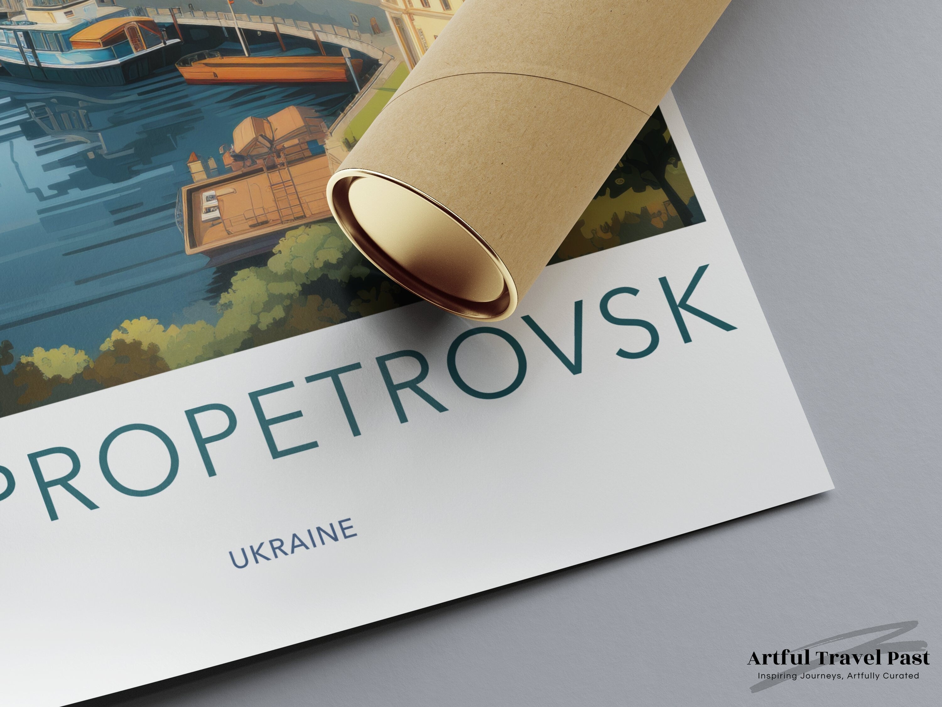 Dnipropetrovsk Ukraine Wall Art, Cityscape Print, Nautical Decor, Modern Home Office Decor, City Landmark Illustration