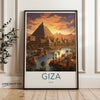 Giza Egypt Wall Art Print, Ancient Pyramid Sunset Landscape, Historic Egyptian Scenery, Travel Decor, Vintage Tourism Poster