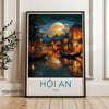 Hoi An Vietnam Wall Art Print, Sunset Reflection Painting, Asian Cityscape Decor, Scenic River View, Home Decor Artwork