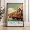 Istanbul Turkey Wall Art, Colorful Cityscape Wall Decor, Vintage Travel Poster, Landscape Art Print, Home Decor Artwork