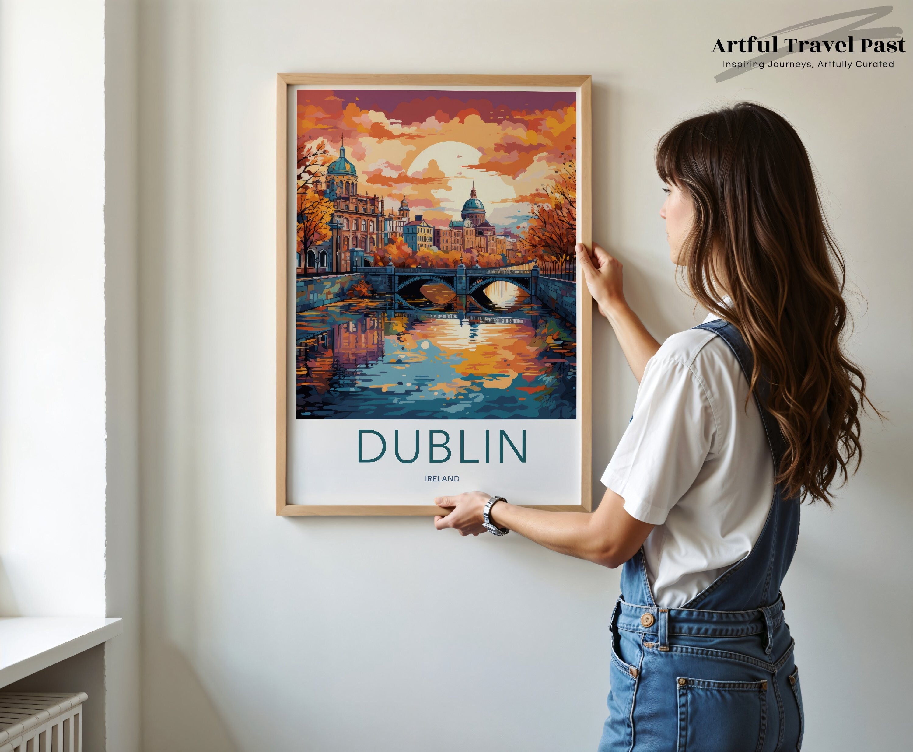 Dublin Ireland Wall Art Print, Colorful Cityscape Artwork, Travel Poster, Urban Landscape Decor, Home Office Wall Art