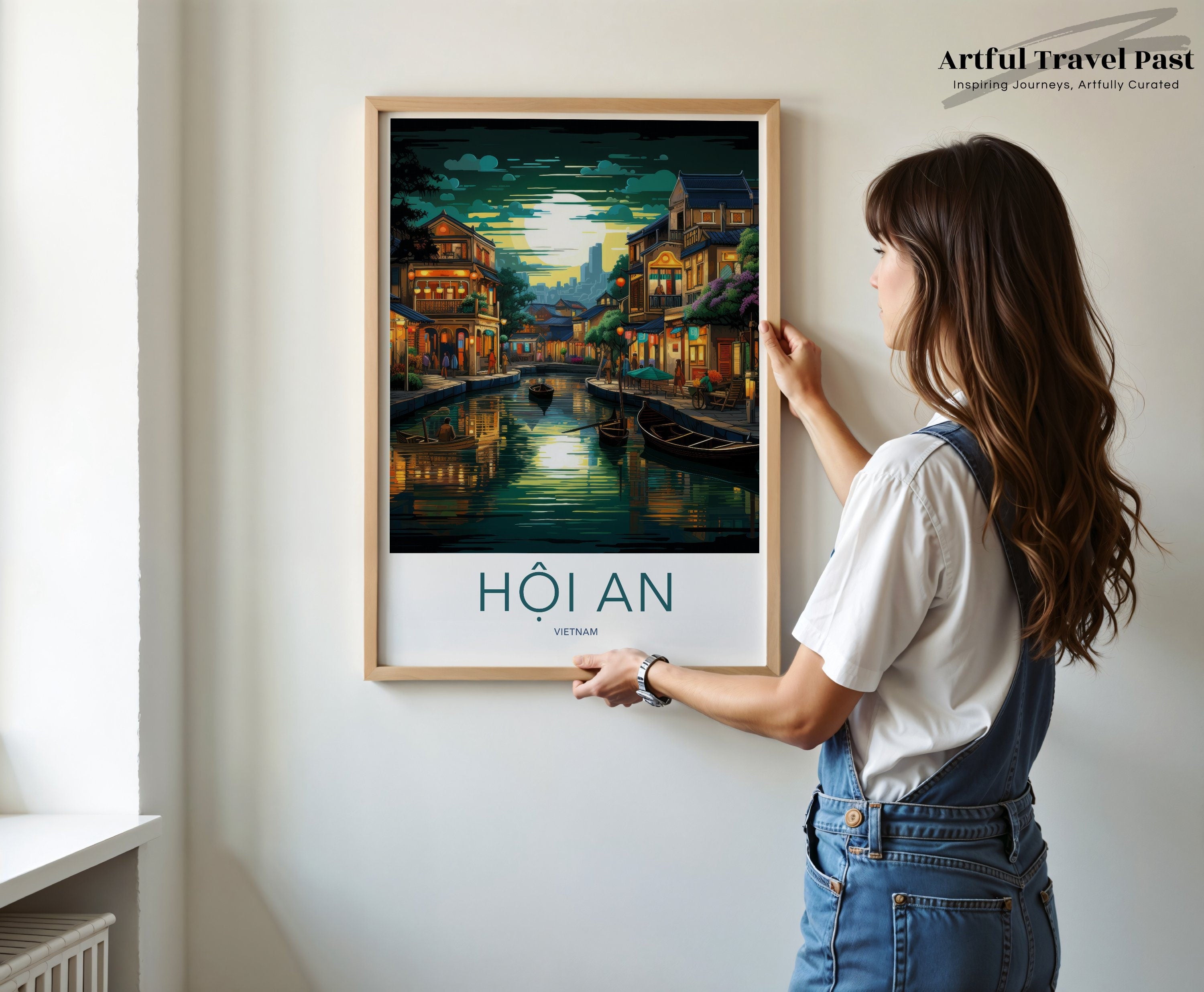 Stunning Hoi An Wall Art, Scenic Vietnam Sunset Print, Vibrant Asian Cityscape, Beautiful Canal Artwork for Home Decor