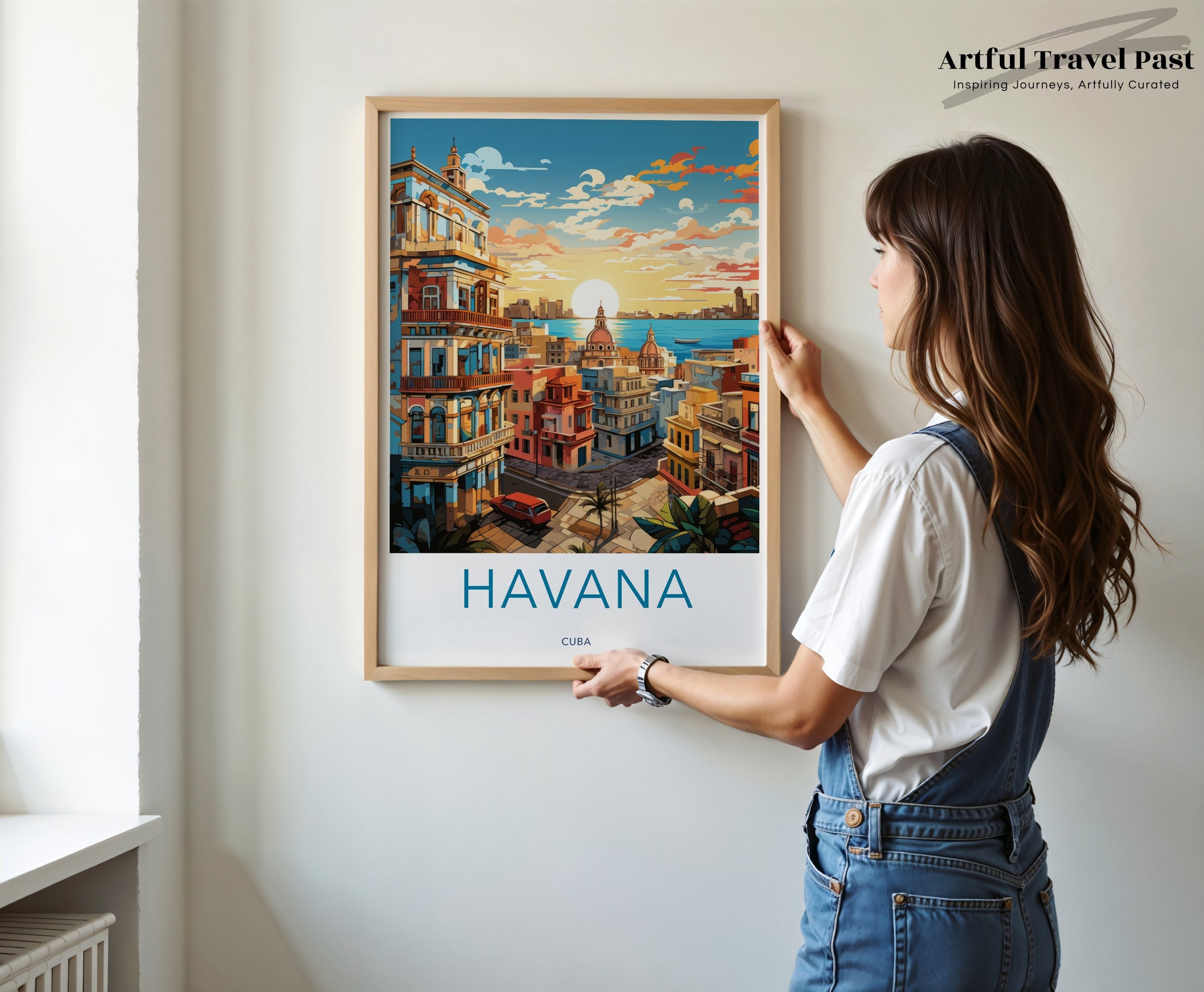 Havana Cuba Cityscape, Colorful Havana Poster Print, Retro Cuban Architecture Wall Art, Vintage Travel Decor, Artistic City View