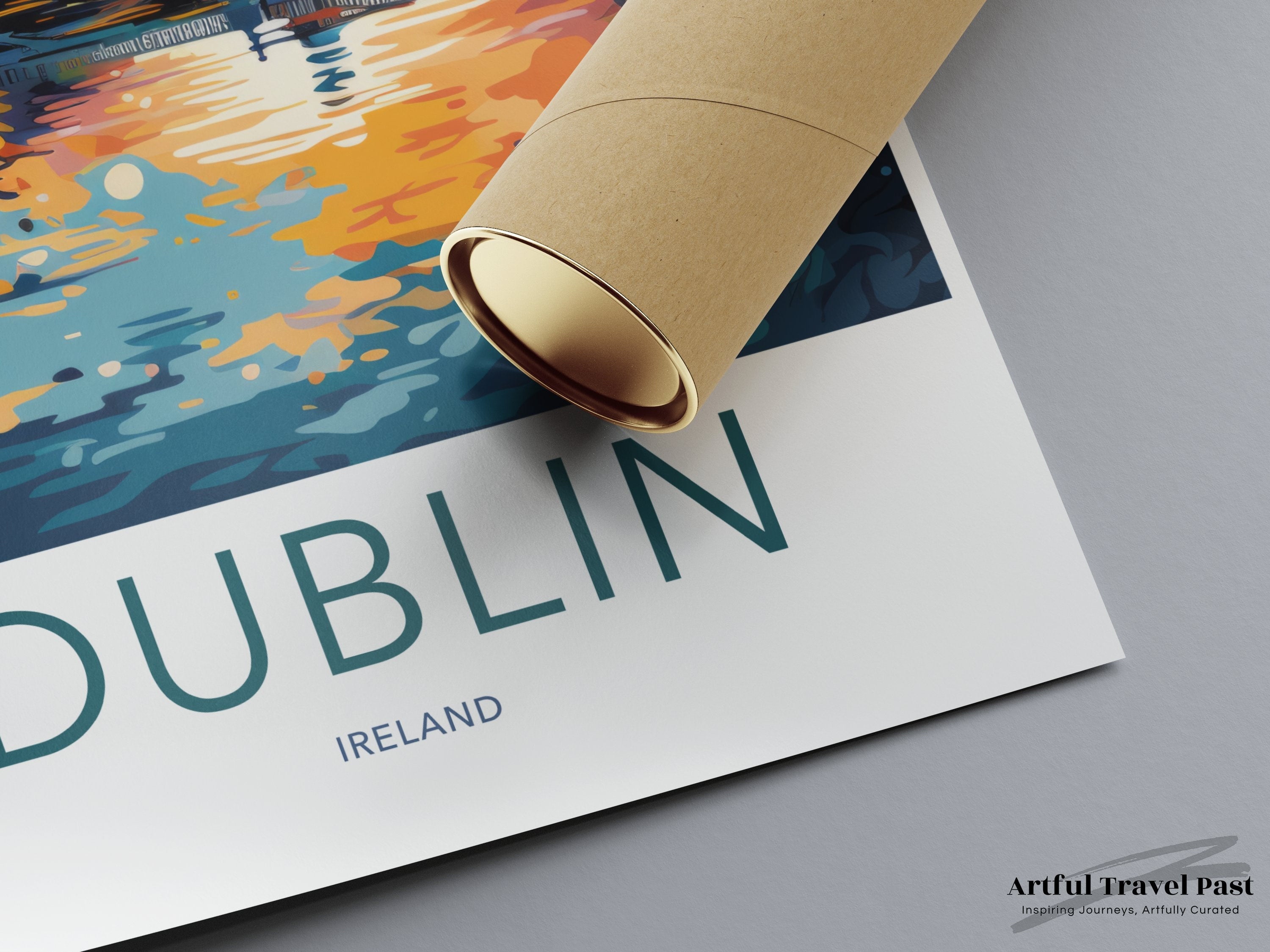 Dublin Ireland Wall Art Print, Colorful Cityscape Artwork, Travel Poster, Urban Landscape Decor, Home Office Wall Art