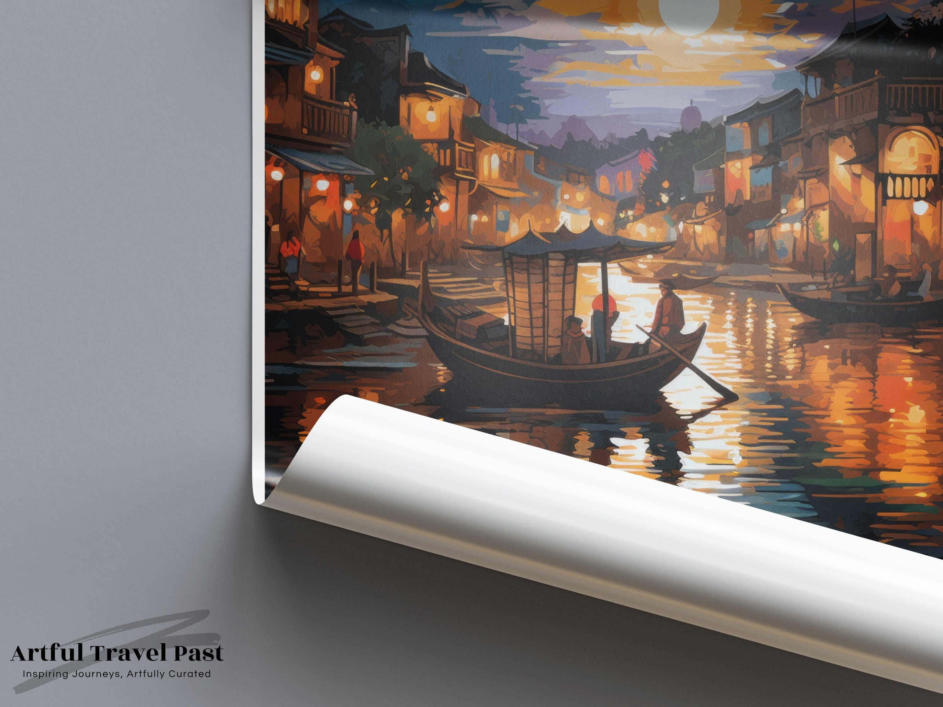 Hoi An Vietnam Wall Art, Night Scene Art Print, Home Decor, Stunning Cityscape Illustration, Perfect Gift for Art Lovers