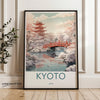 Kyoto Japan Wall Art Print, Japanese Landscape Poster, Red Pagoda Decor, Winter Snow Scene, Tranquil Nature Artwork for Home