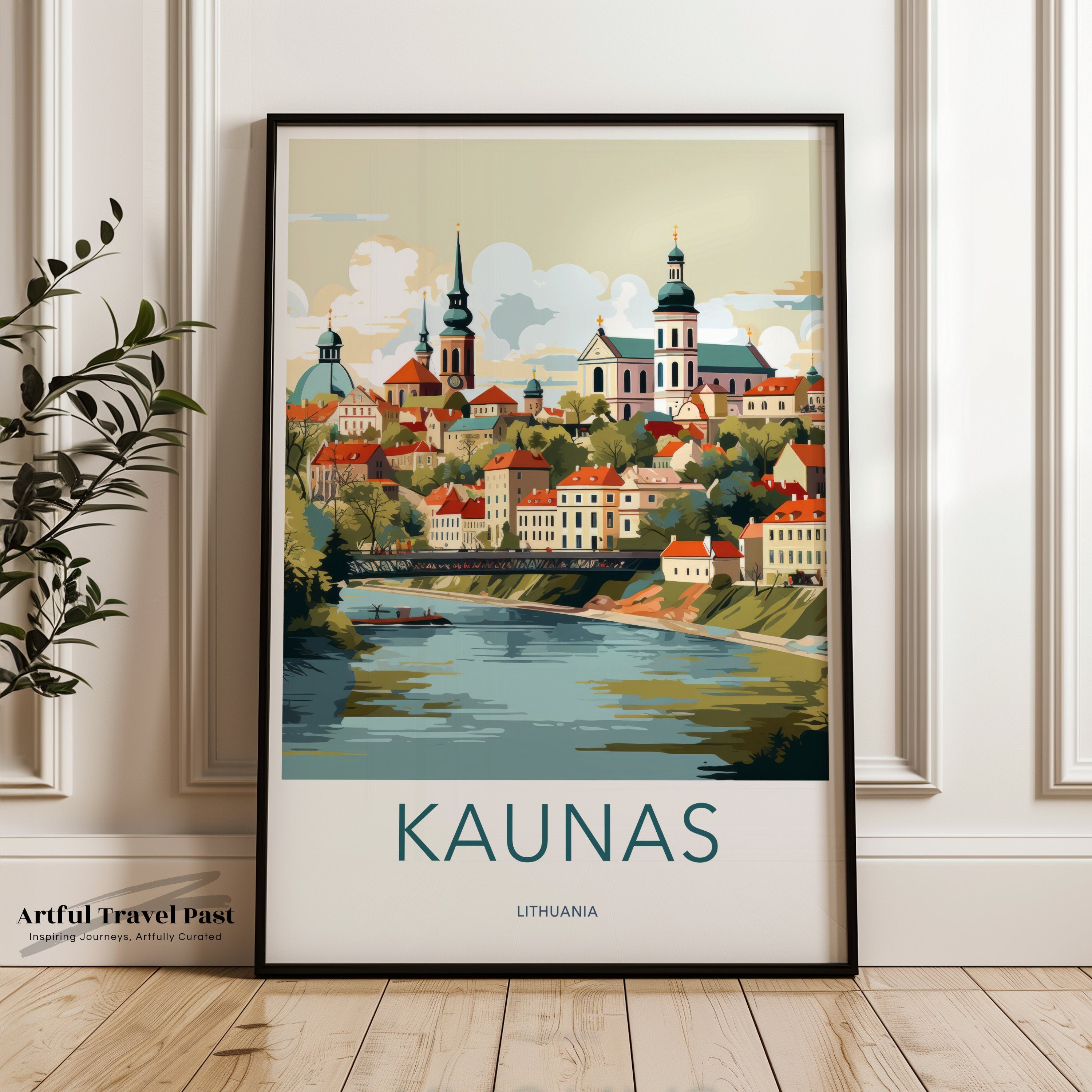 Kaunas Lithuania Cityscape Wall Art Print, Travel Poster, European City Artwork, Modern Home Decor, Office Decoration, Gift Idea