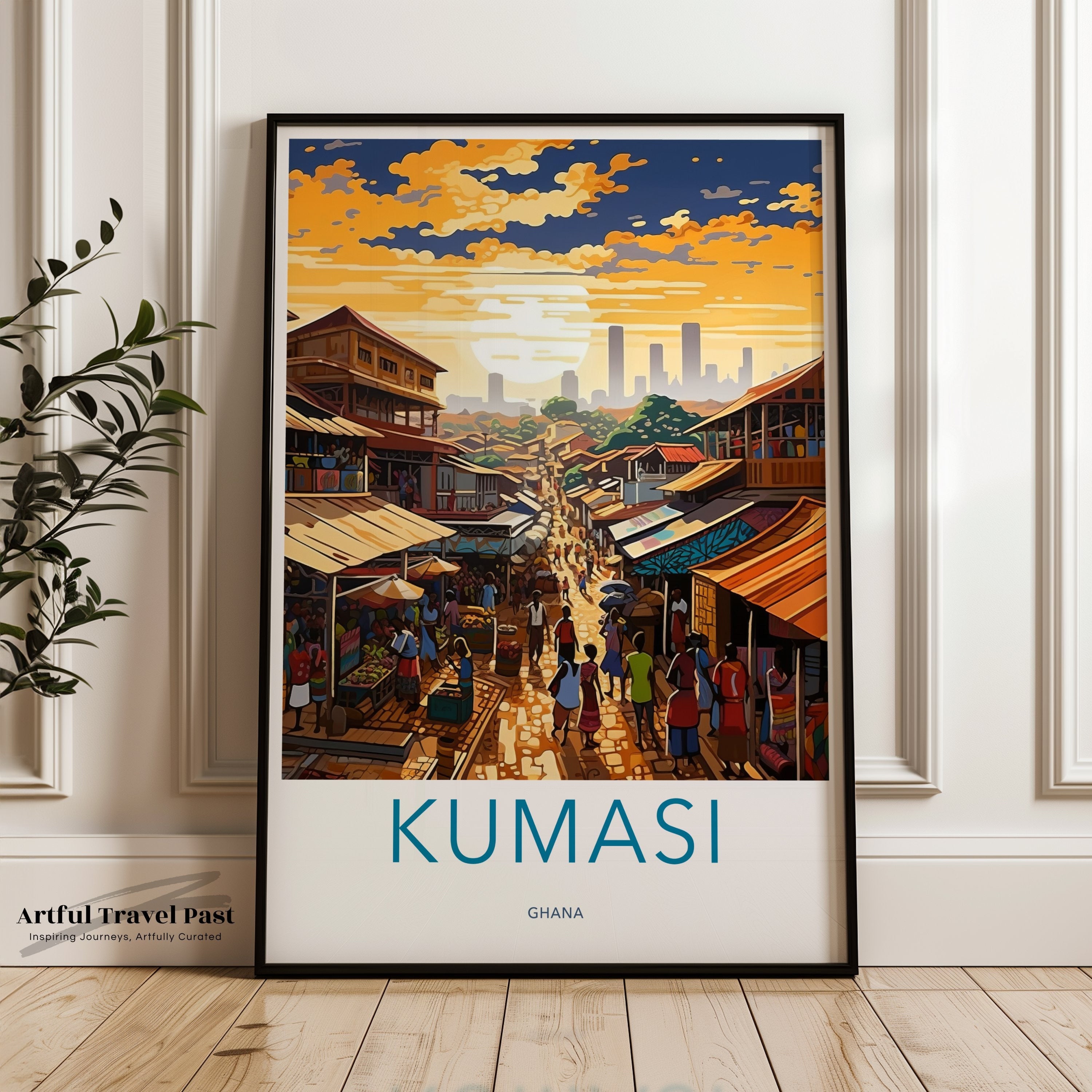 Kumasi Ghana Wall Art Print, Vibrant African Market Scene, Colorful Cityscape Poster, Urban Artwork Decor, Travel Wall Art