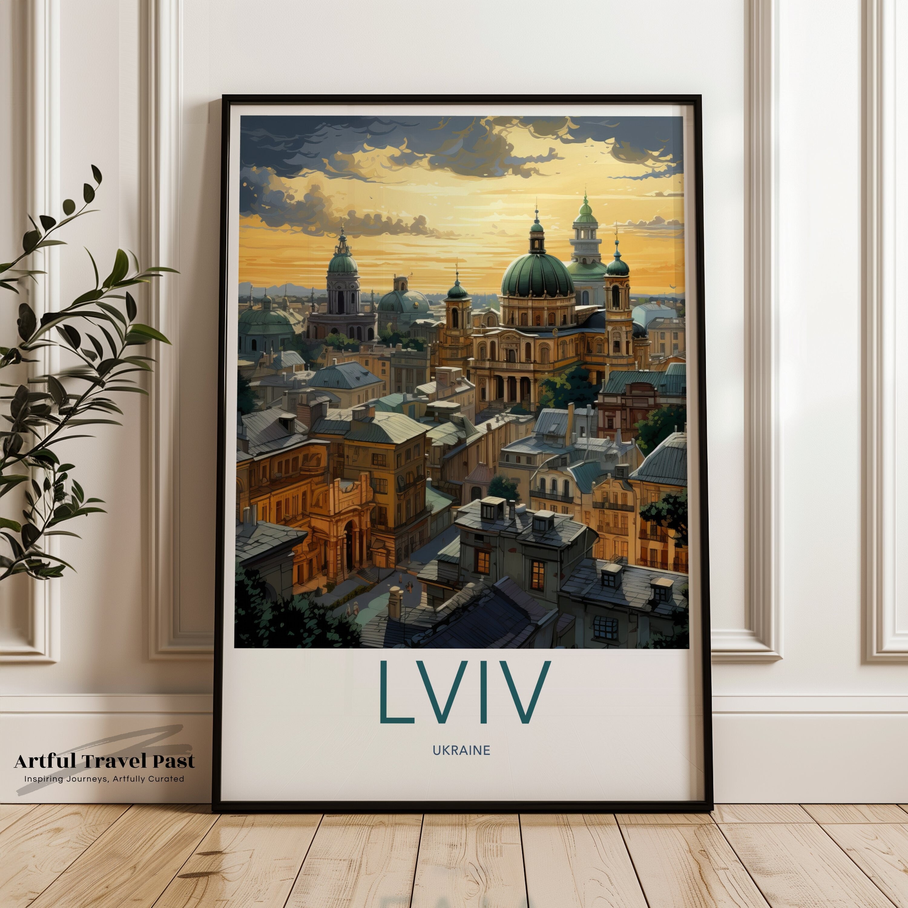 Lviv Ukraine Cityscape Wall Art Poster, Colorful City Illustration, Architectural Print, Urban Art Decor, Scenic City View Artwork