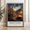 Matera Wall Art, Italy Cityscape Print, Historic Town Night Scene, Scenic City View Poster, Mediterranean Decor for Home