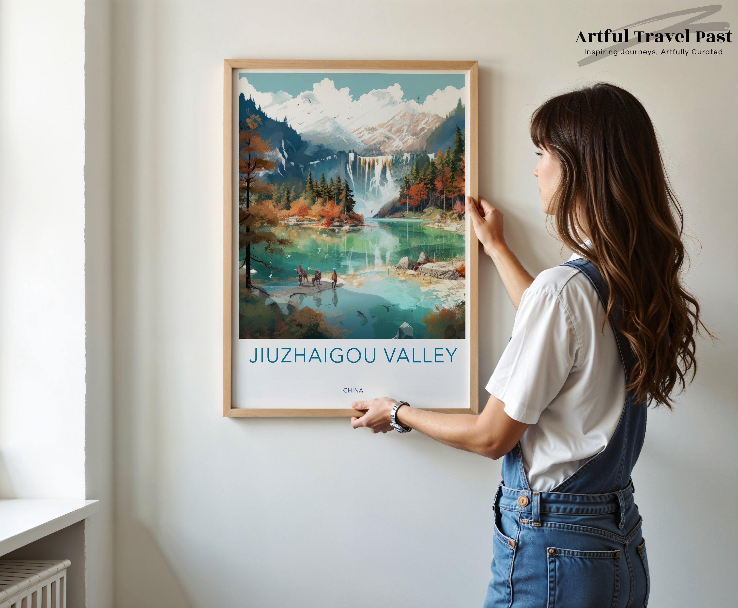 Jiuzhaigou Valley Wall Art Print, Scenic Nature Landscape Poster, Waterfall Mountains Decor, China Travel Photography