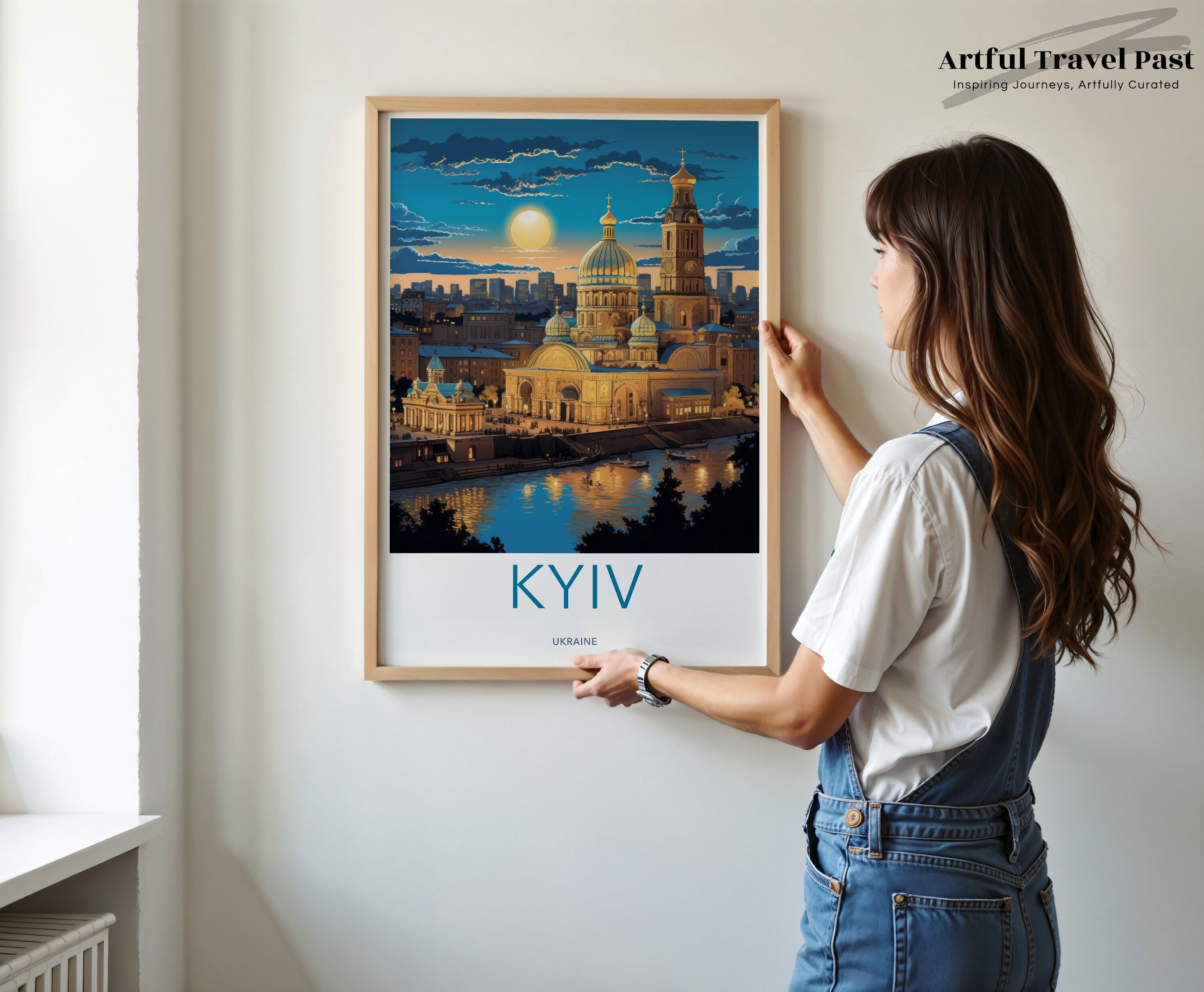 Kyiv Cityscape Wall Art, Ukraine Skyline Print, Night Scene Poster, Modern Home Decor, Travel Souvenir Gift, Urban Landscape