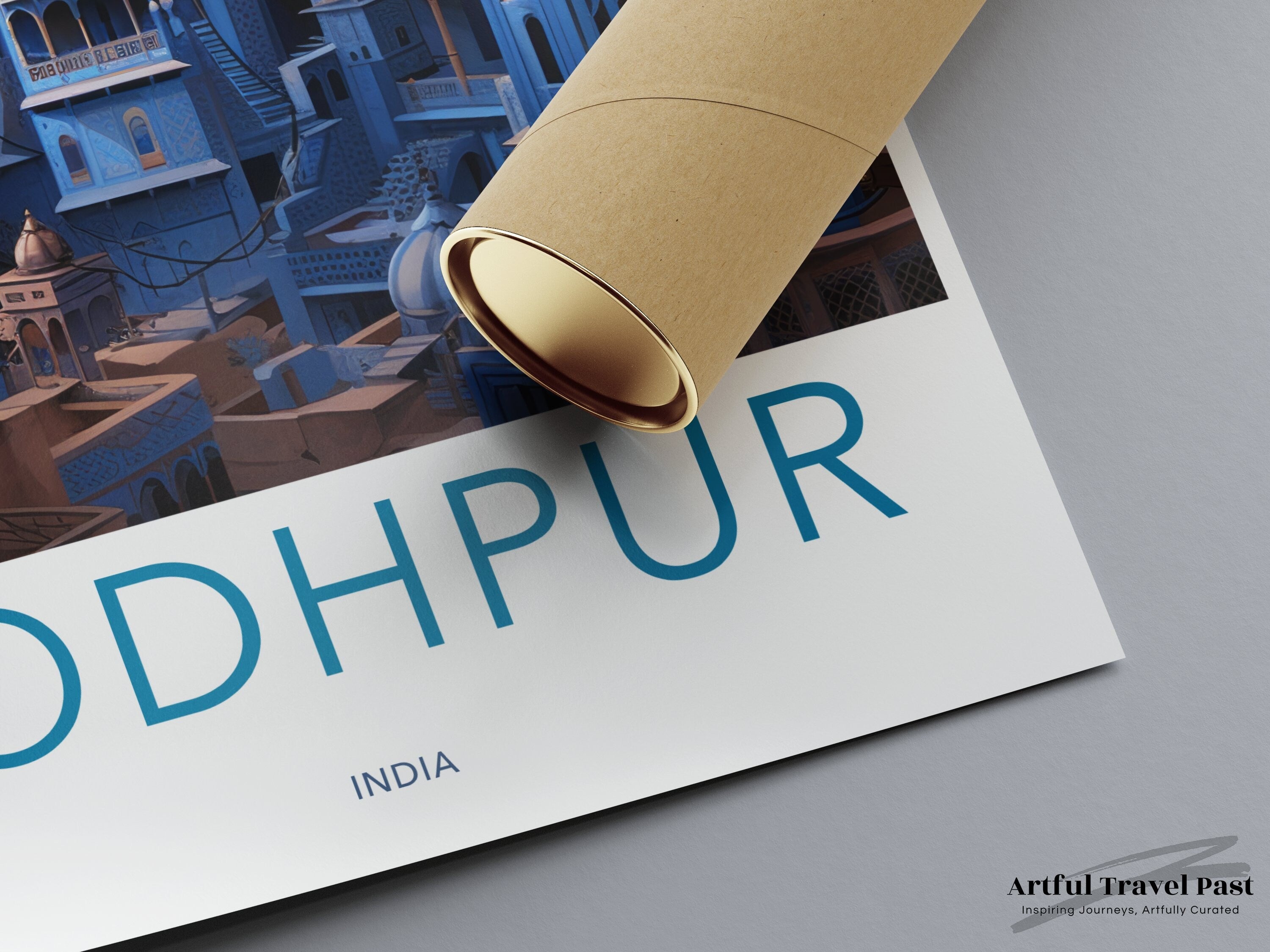 Jodhpur wall art print, India cityscape poster, blue city illustration, vibrant home decor, travel inspired wall decor