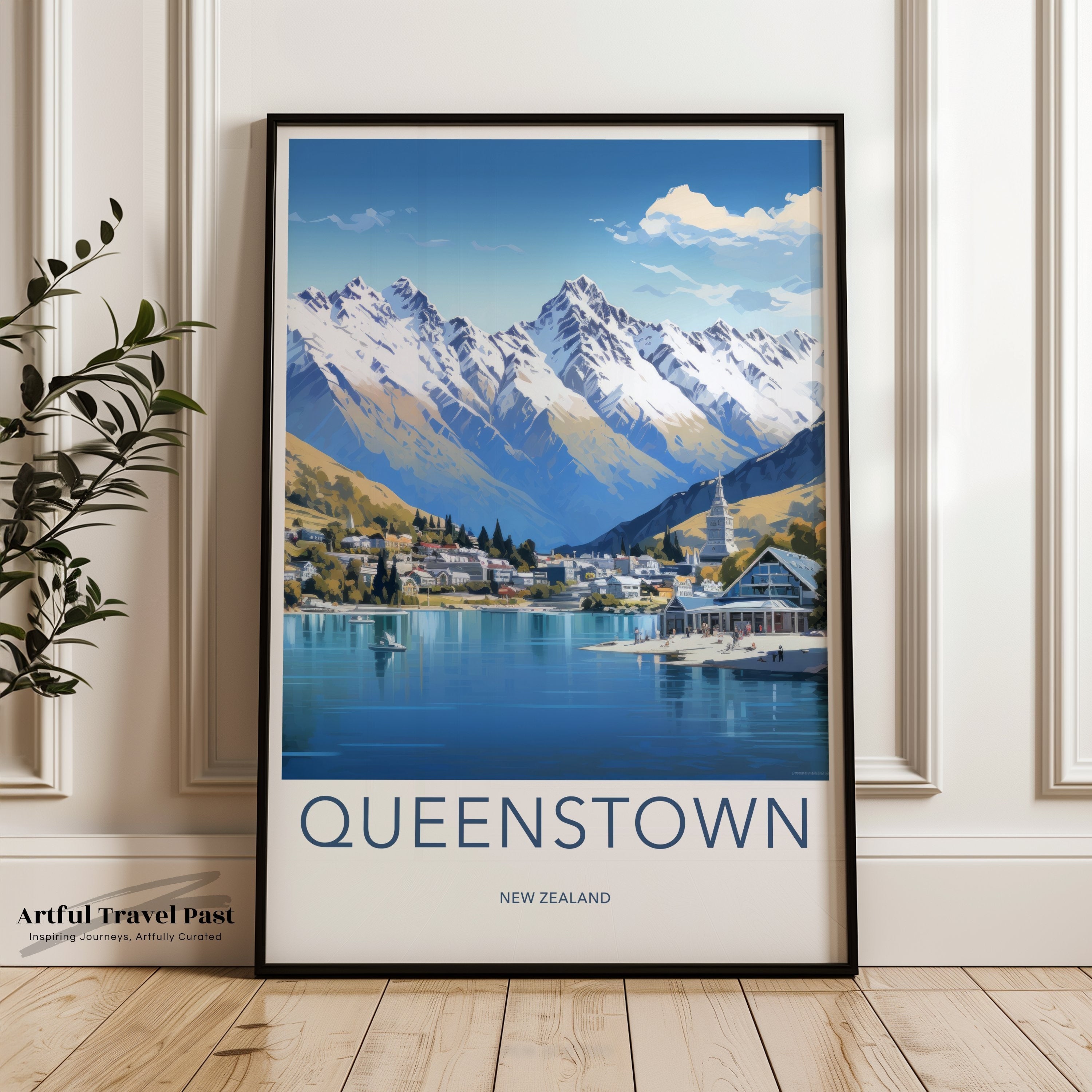 Panoramic Queenstown Wall Art, Stunning Mountain Lake View Print, New Zealand Scenic Artwork for Home Decor