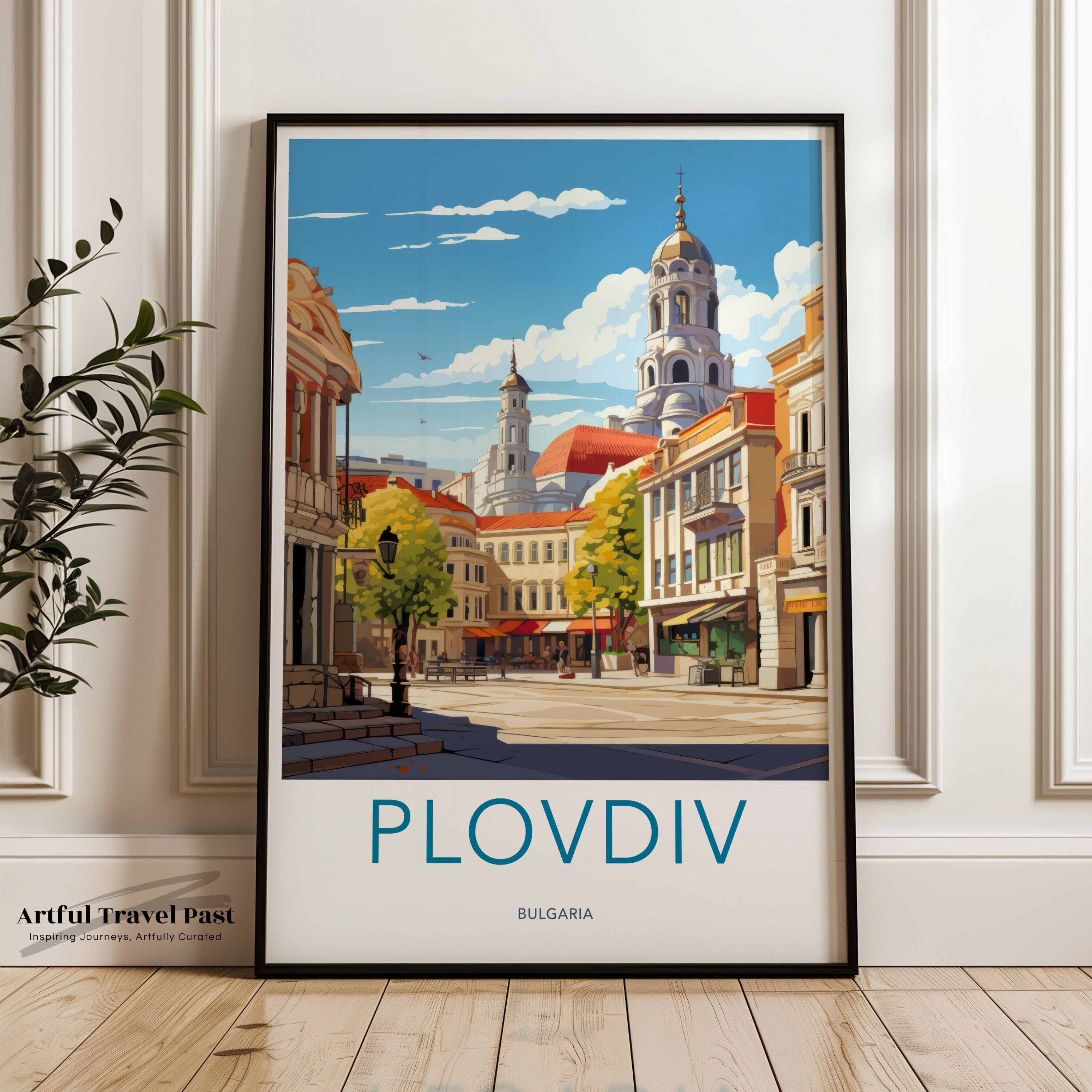 Plovdiv Bulgaria Wall Art, European Cityscape Poster, Travel Destination Print, Vintage Architecture Artwork, Scenic Home Decor