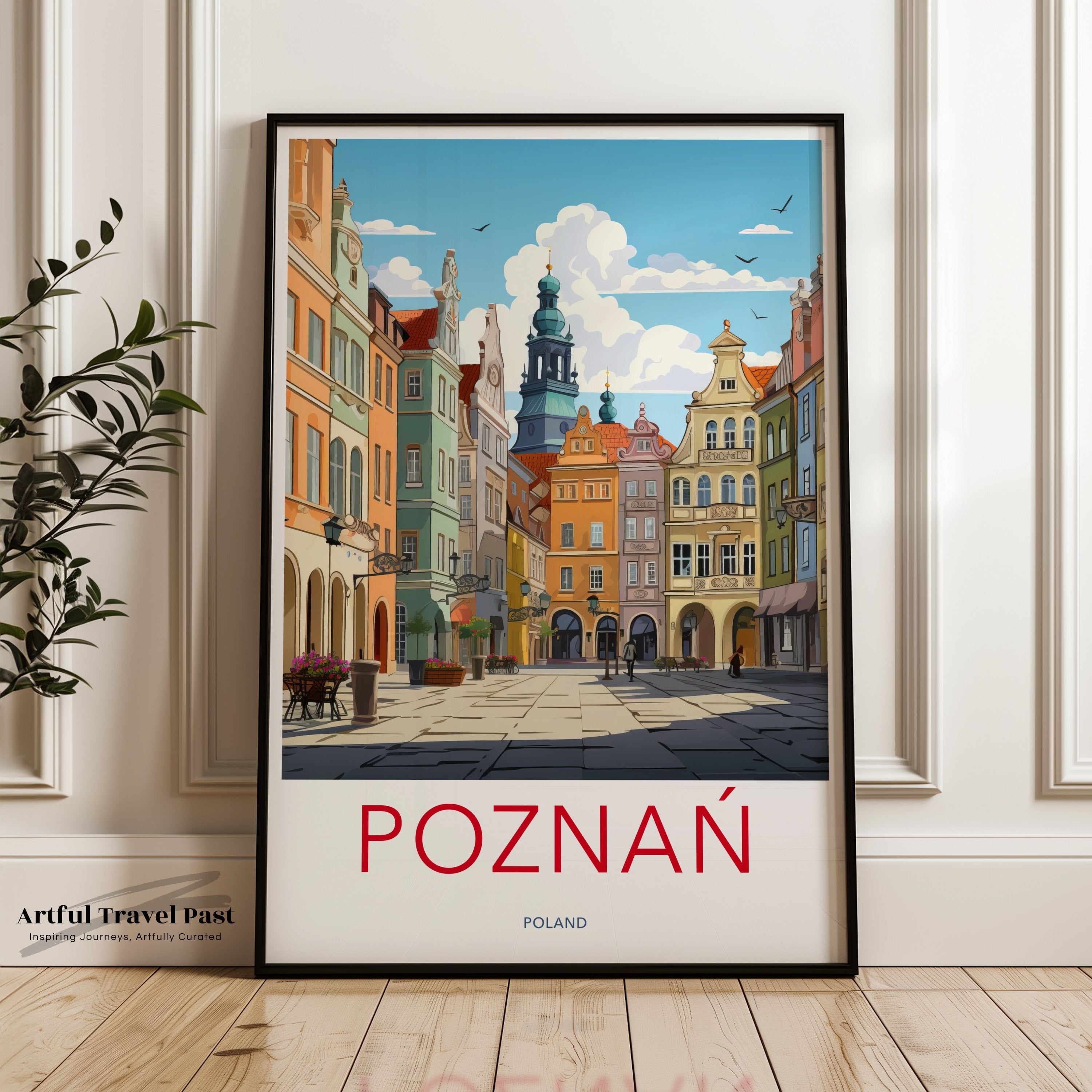 Poznan Poland Wall Art, Travel Poster, European Cityscape, Historic Architecture, Colorful Buildings Print, Home Decor