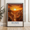 Rome Sunset Wall Art Print, Italy Cityscape Poster, Vintage Travel Decor, Sunset City View, Home Decoration, Landscape Art