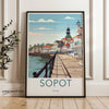 Sopot Poland Wall Art Print, Vintage Travel Poster, Coastal Cityscape Decor, Seaside Town Illustration, Scenic Harbor Artwork