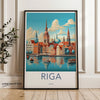 Colorful Riga Latvia Wall Art Print, Vibrant Cityscape Poster, European City Travel Decor, Architectural Illustration, Home Decoration