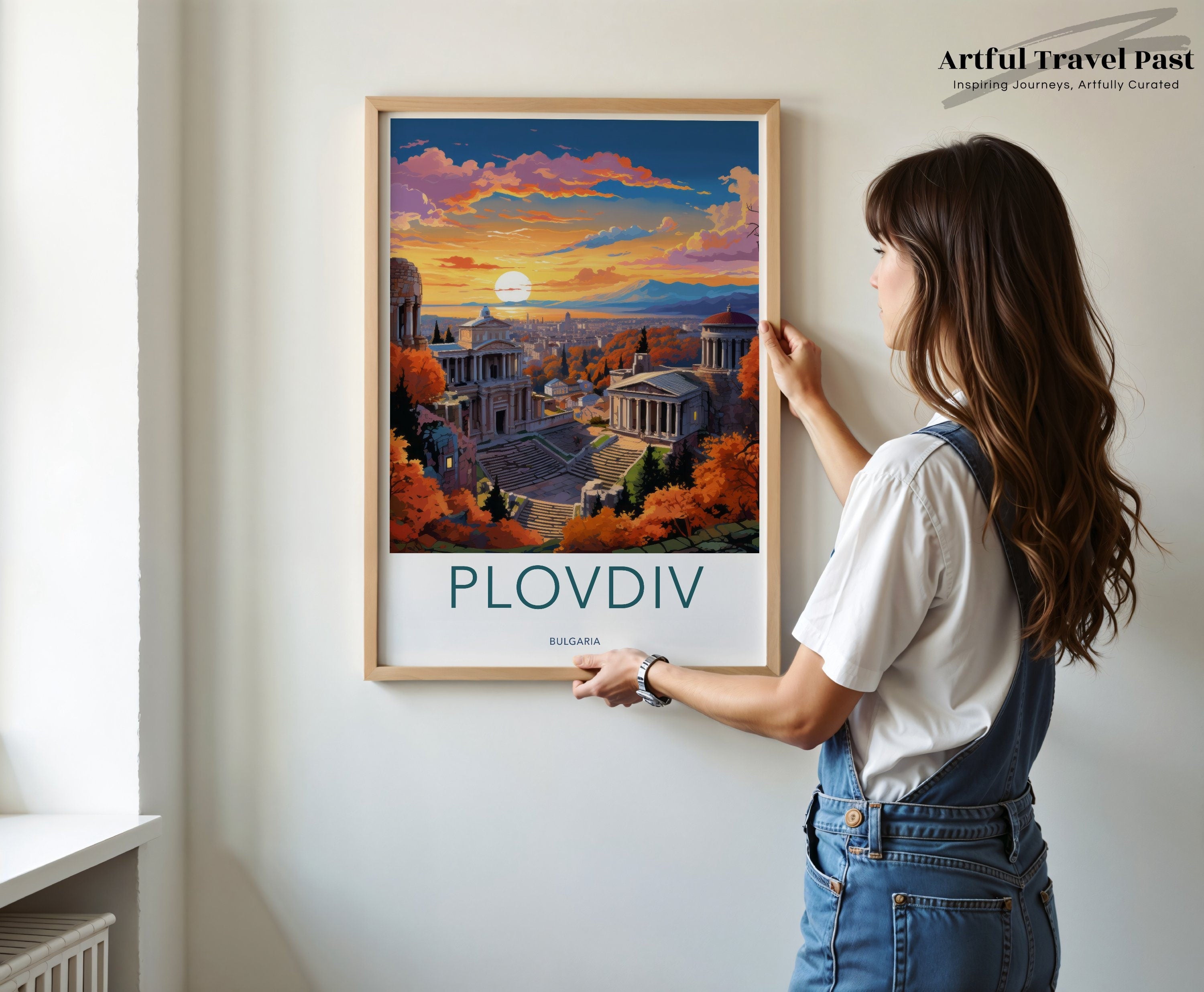 Plovdiv Cityscape Print, Sunset Wall Art, Bulgaria Travel Poster, Bohemian Decor, Vintage City Art, European Cityscape, Scenic Keepsake