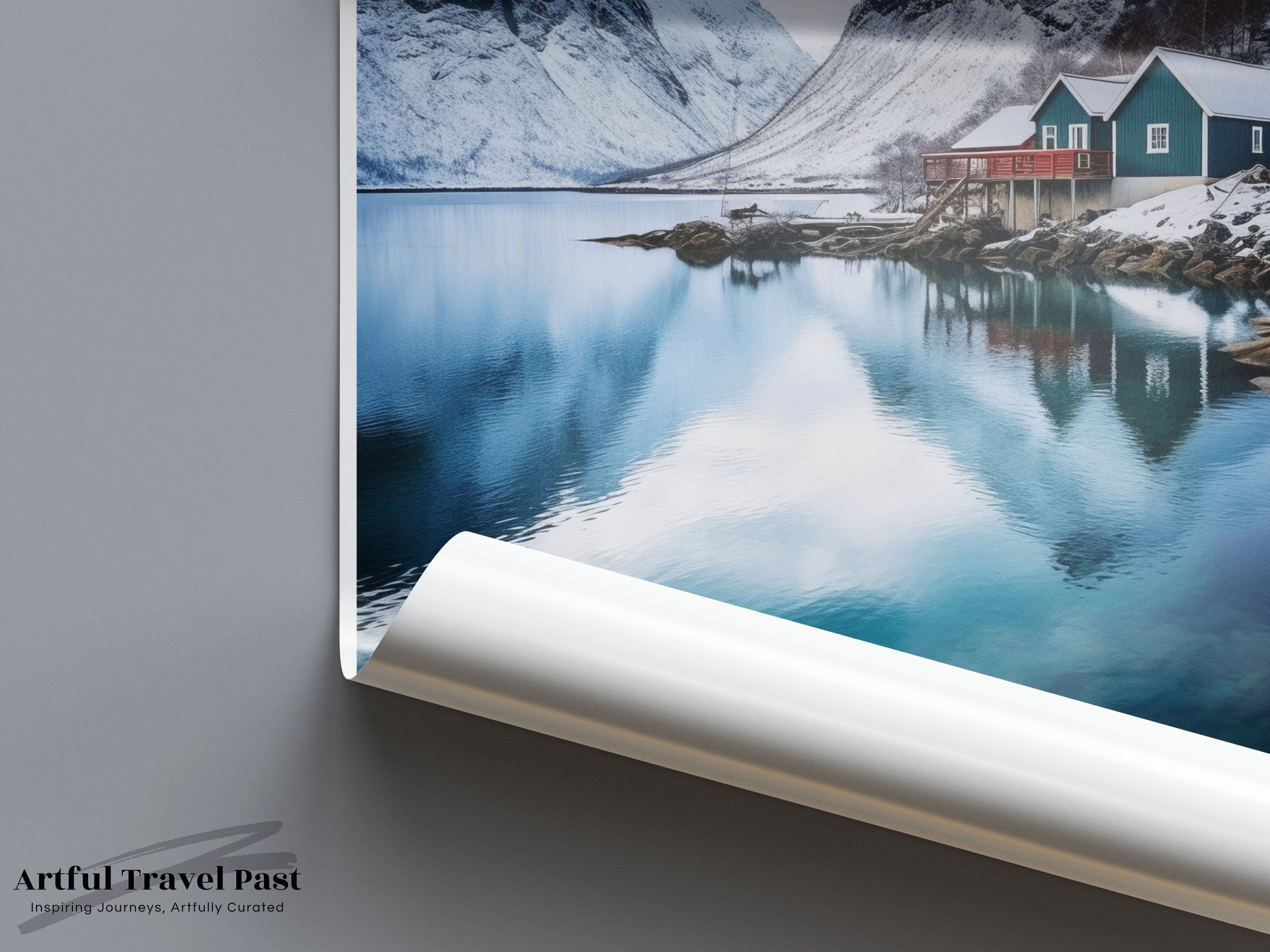 Stunning Norway Fjords Landscape Wall Art, Scandinavian Mountain Artwork, Winter Scenic Poster, Nature Home Decor