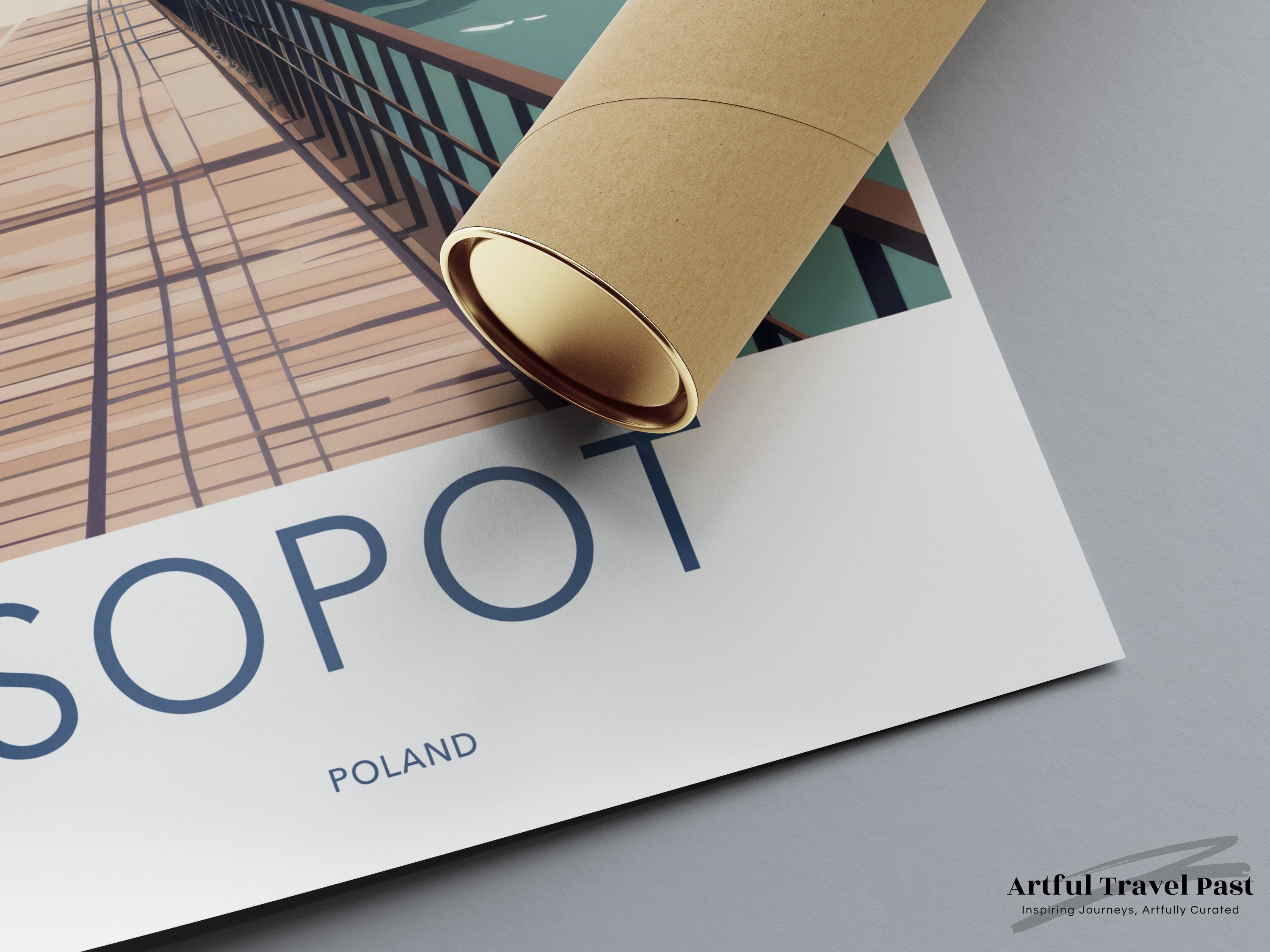 Sopot Poland Travel Poster, Coastal City Wall Art, Scenic Europe Print, Modern Home Decor, Vintage Style Artwork, Beach Boardwalk