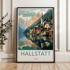 Hallstatt Austria Village, Scenic Wall Art Decor, Historic European Town Poster, Alpine Lake View Print, Mountain Landscape Art