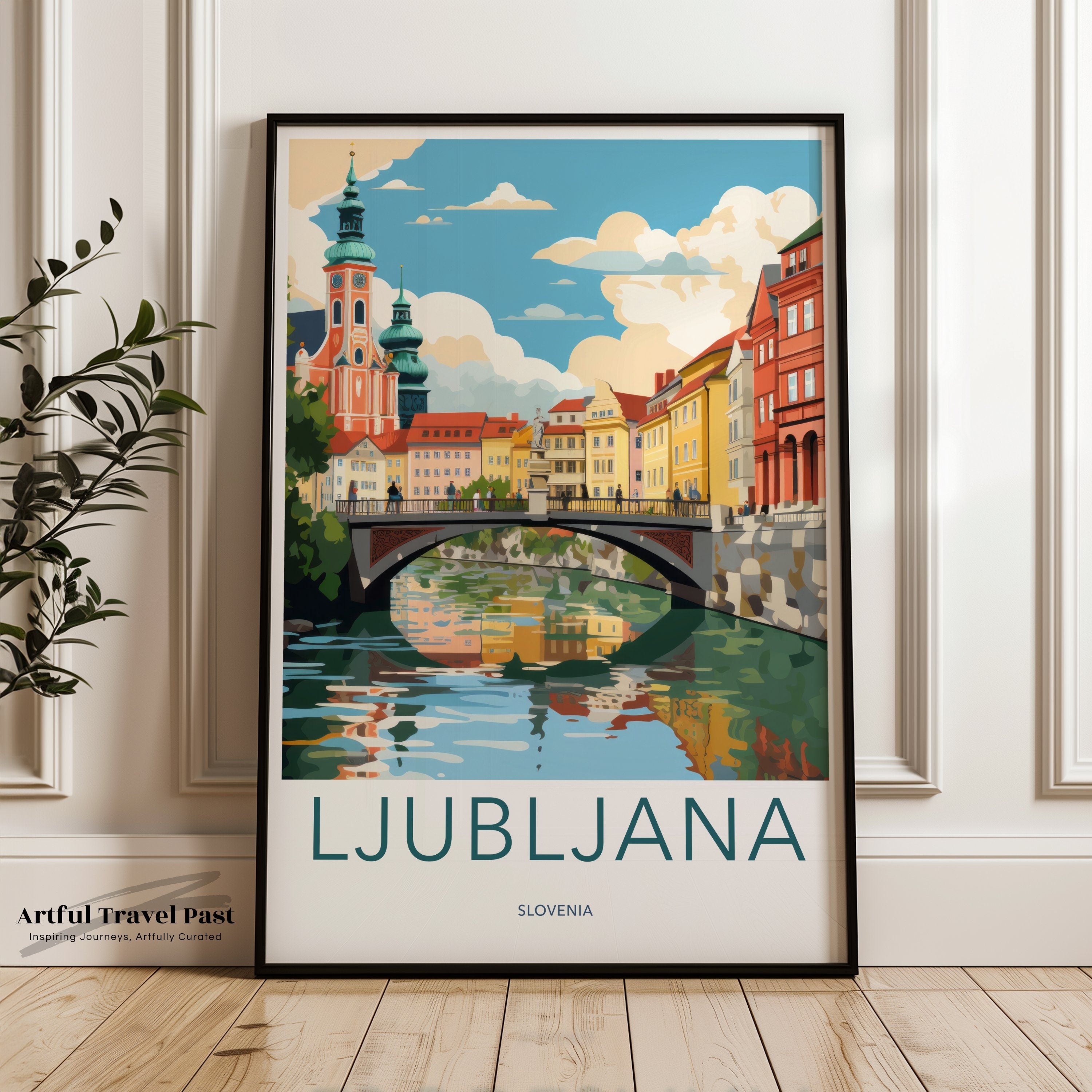 Ljubljana Slovenia Wall Art, European Cityscape Print, Architectural Landmarks, Vibrant Cultural Heritage, Historical Artwork