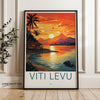 Viti Levu Wall Art, Fiji Island Sunset, Tropical Landscape Art, Scenic Ocean View Artwork, Vibrant Coastal Painting Print