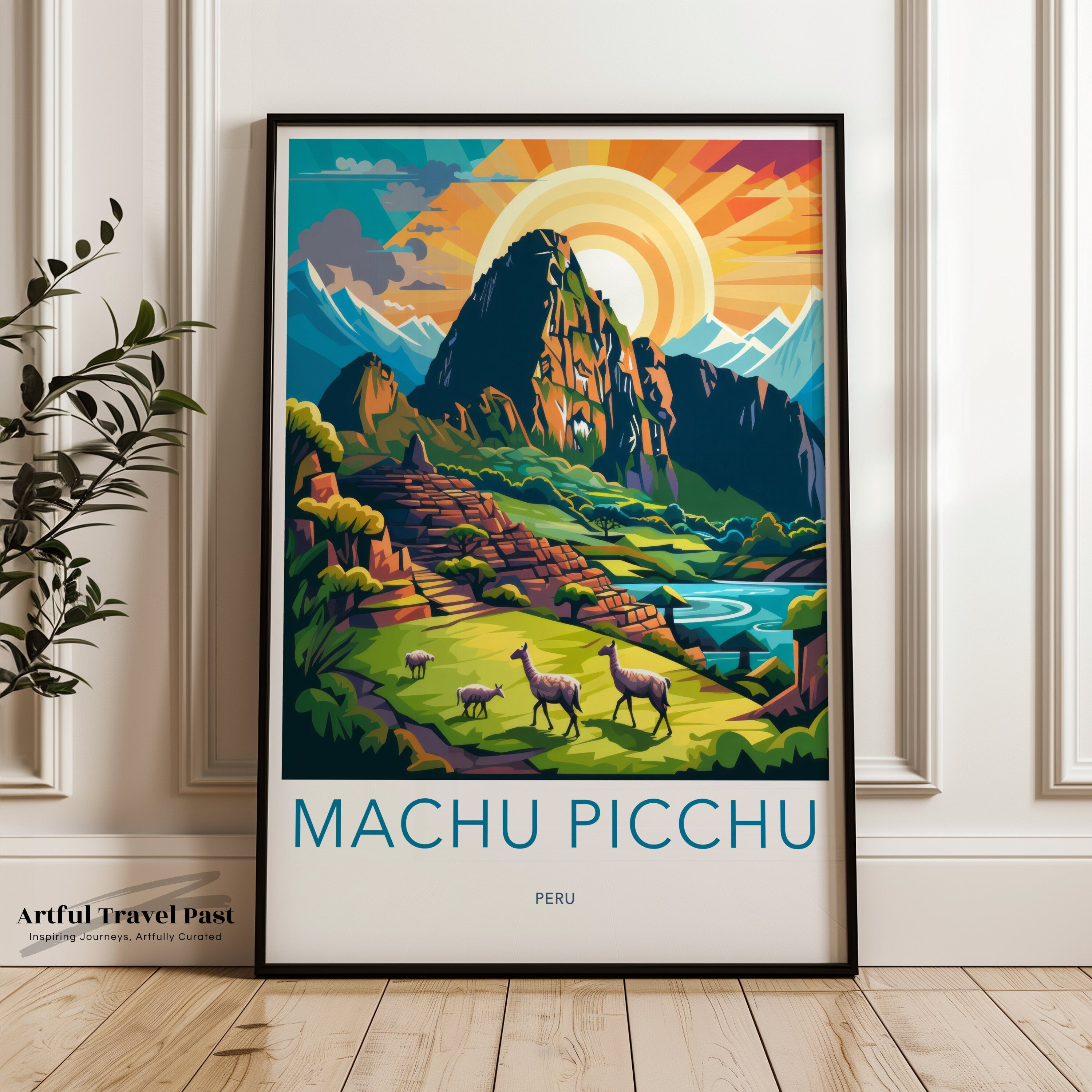 Machu Picchu Wall Art, Peru Travel Poster, Vibrant Landscape Print, Historic Landmark Decor, South American Cultural Heritage Art