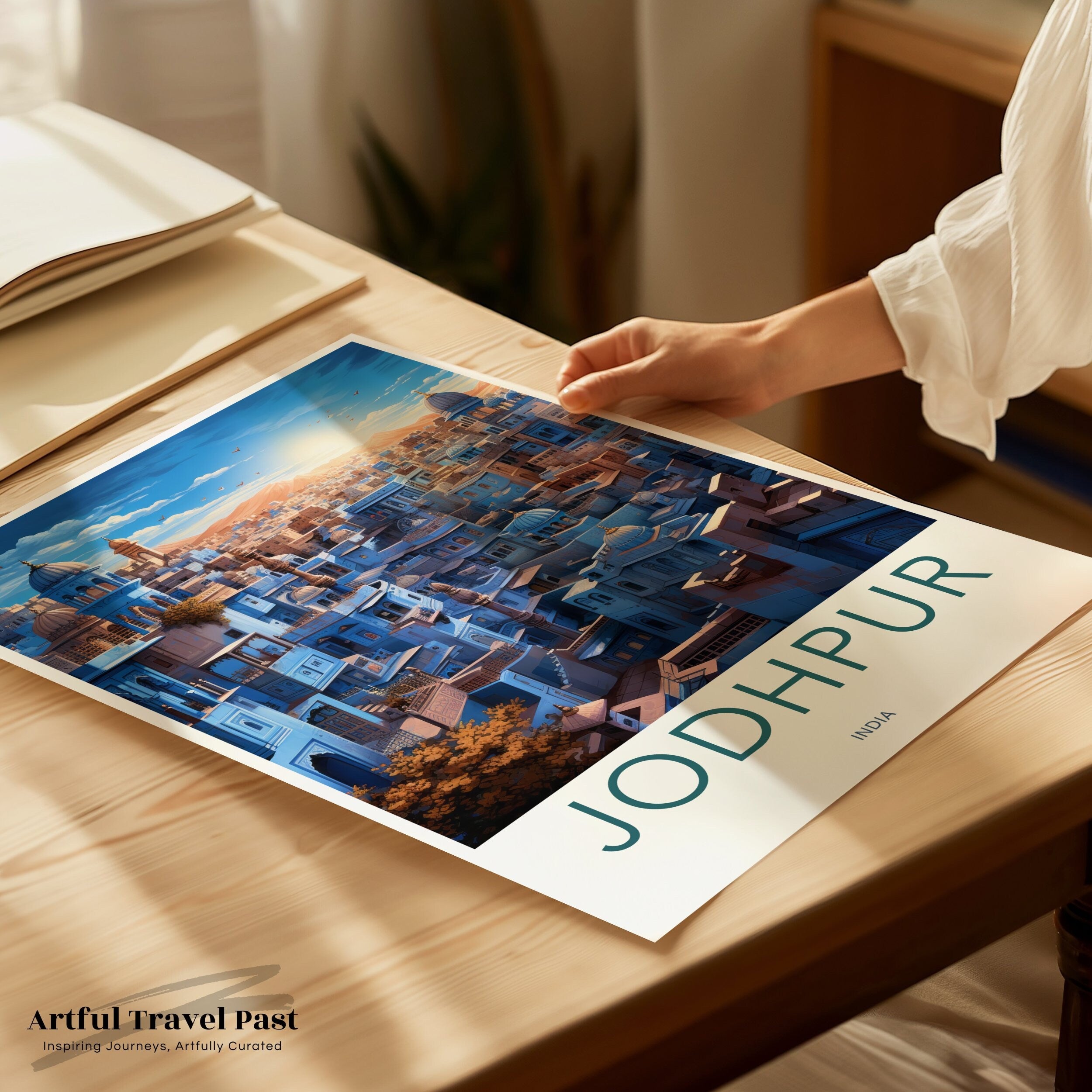 Jodhpur Cityscape Poster, Jodhpur Wall Art, Blue City of India, Architectural Landmarks, Historical Artwork, Travel Decor