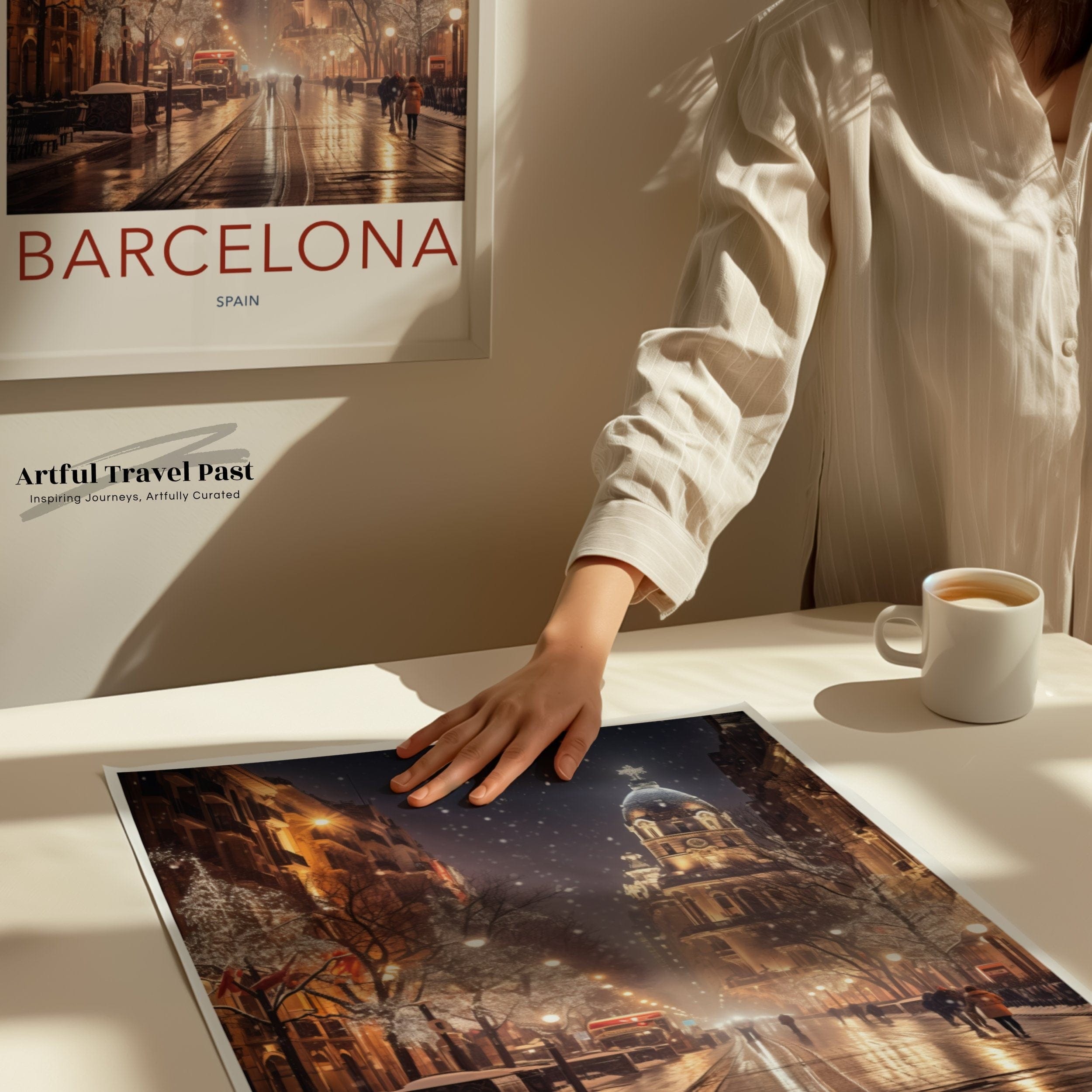 Wall Art Snowy Barcelona Poster | Spain Wall Art | Europe Decor