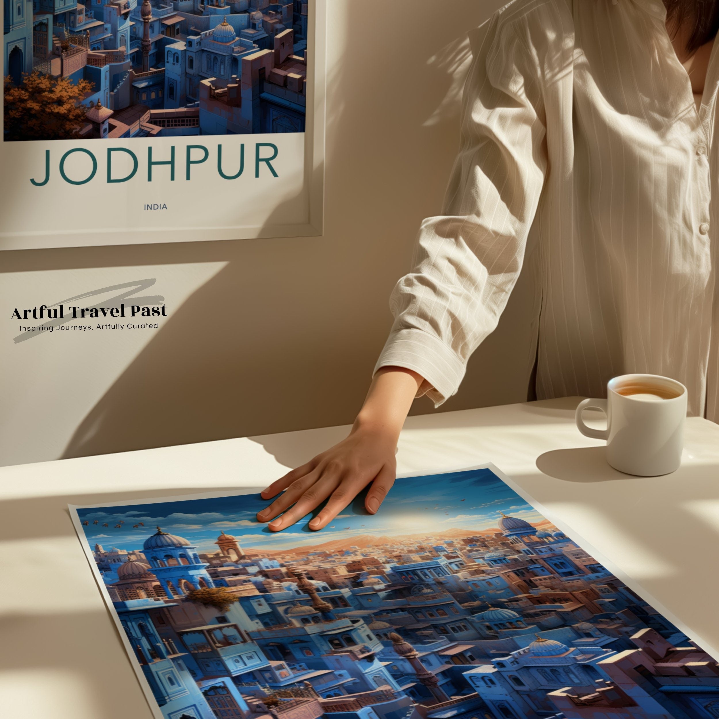 Jodhpur Cityscape Poster, Jodhpur Wall Art, Blue City of India, Architectural Landmarks, Historical Artwork, Travel Decor