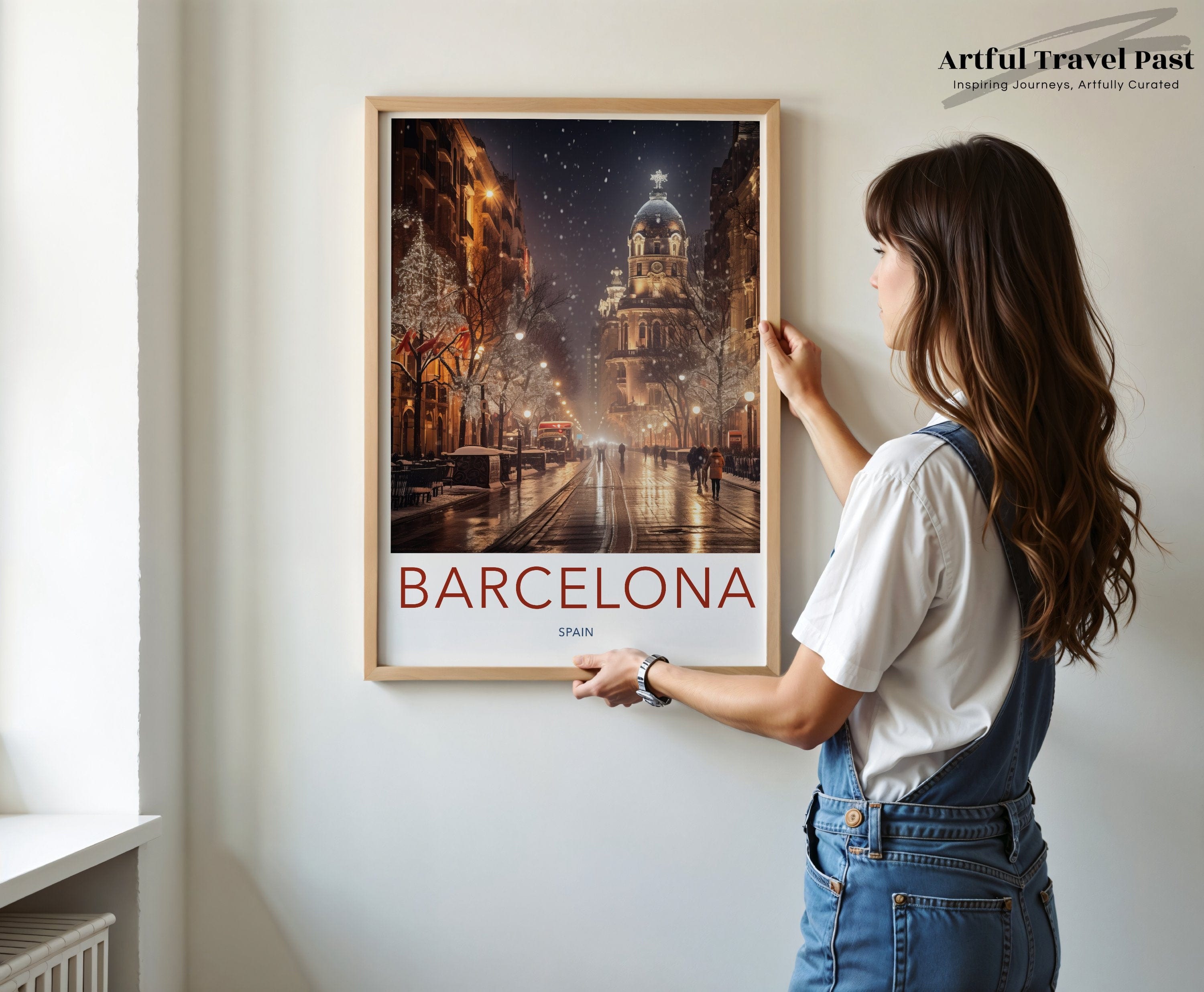 Wall Art Snowy Barcelona Poster | Spain Wall Art | Europe Decor