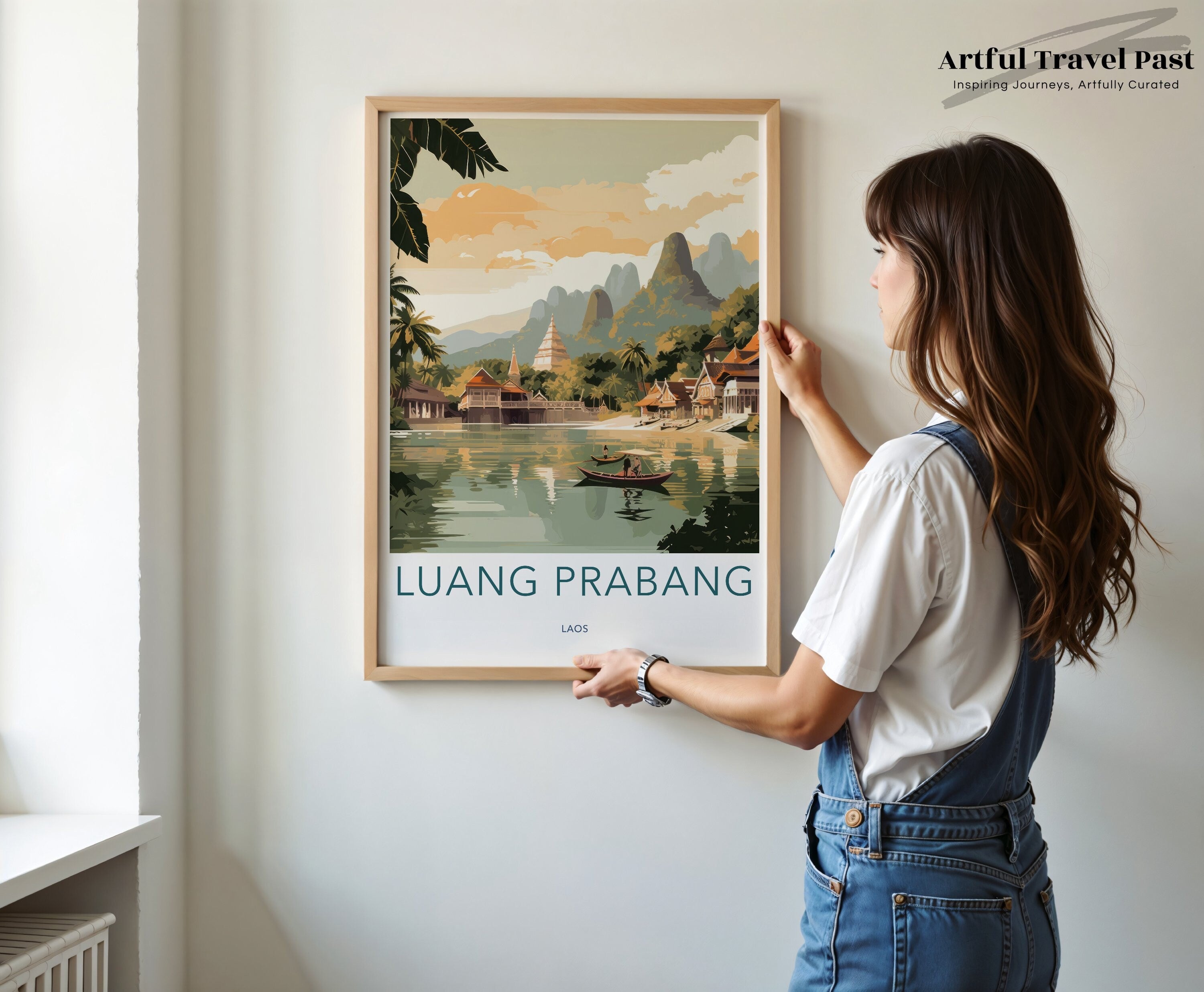 Luang Prabang Laos Wall Art, Historic Cityscape Art Print, Southeast Asian Cultural Heritage Poster, Natural Scenic Decor