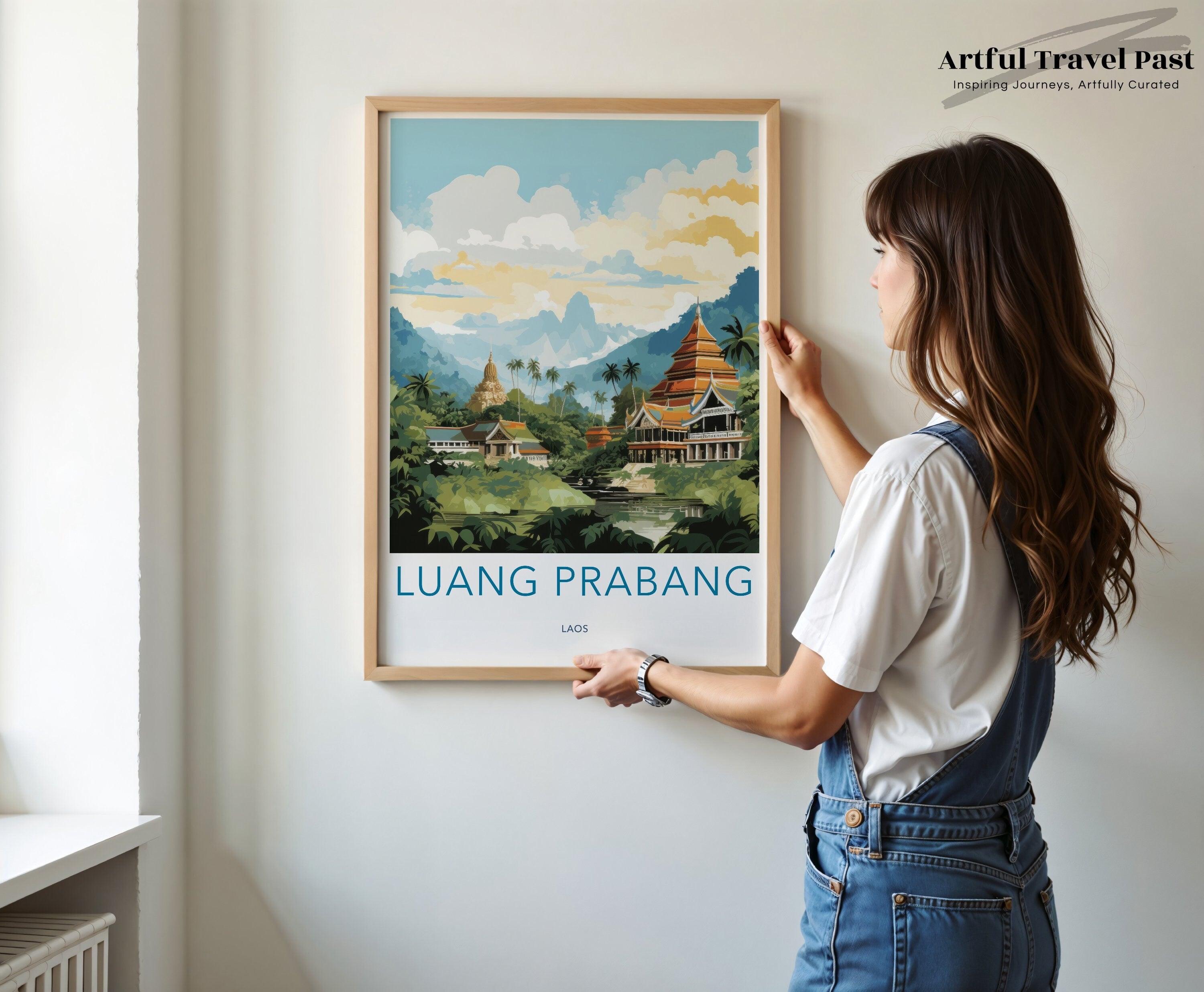 Luang Prabang Wall Art, Laotian Temple Decor, Southeast Asian Landscape Print, Travel Poster, Cultural Landmark Artwork