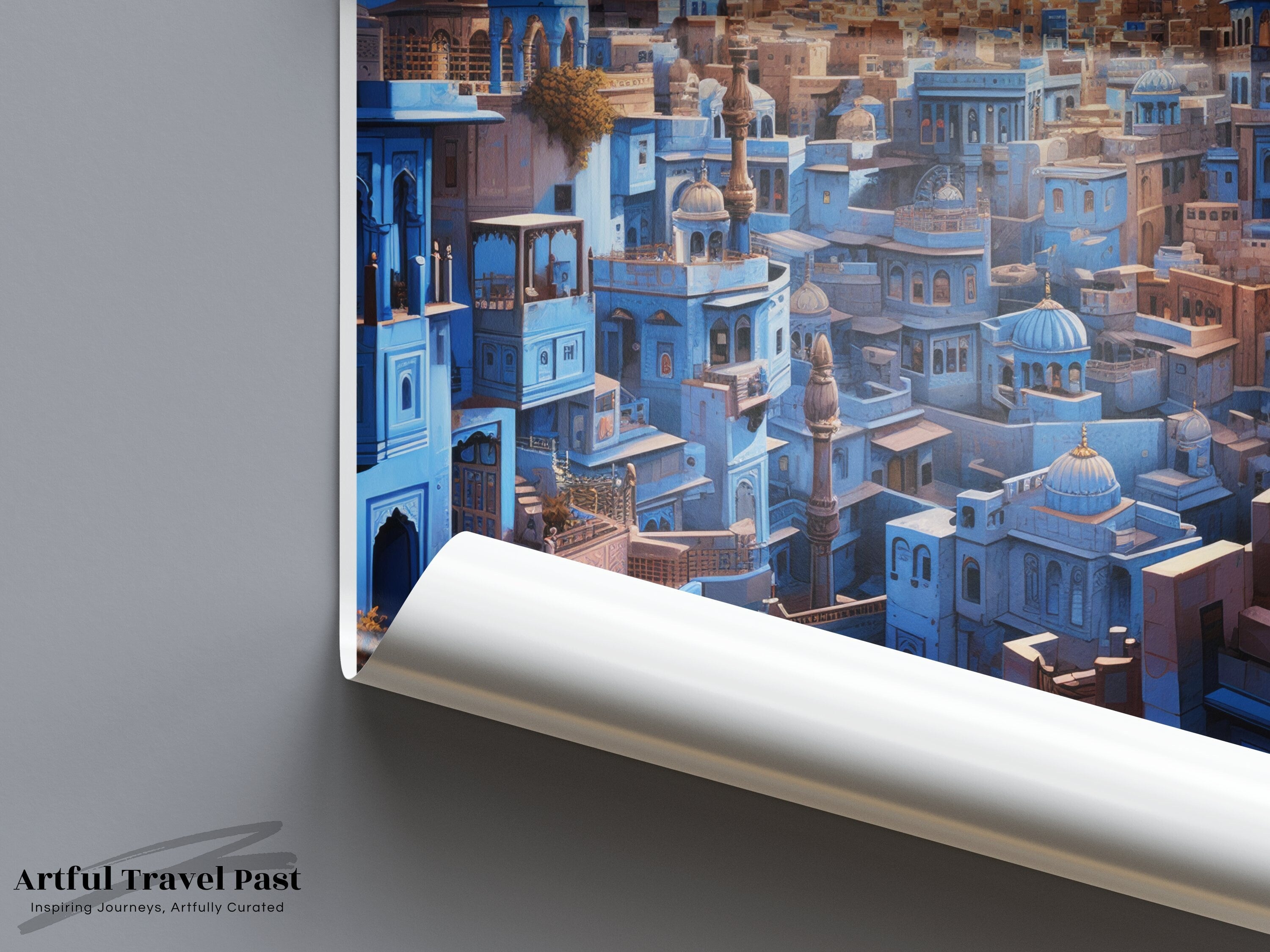 Jodhpur Cityscape Poster, Jodhpur Wall Art, Blue City of India, Architectural Landmarks, Historical Artwork, Travel Decor