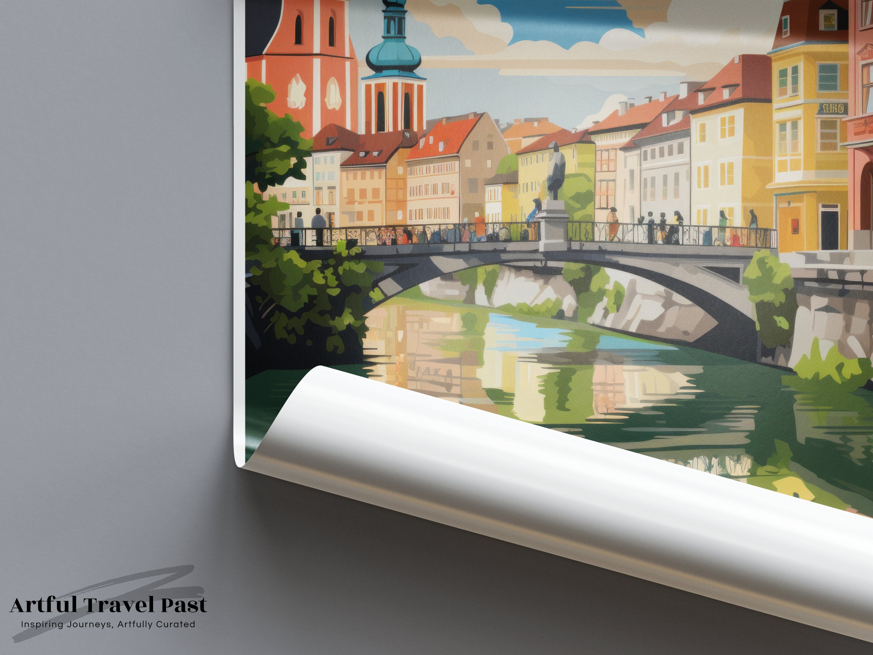 Ljubljana Wall Art, Slovenia Travel Poster, Charming Cityscape Print, Historic European Destination, Vibrant Home Decor, City Artwork