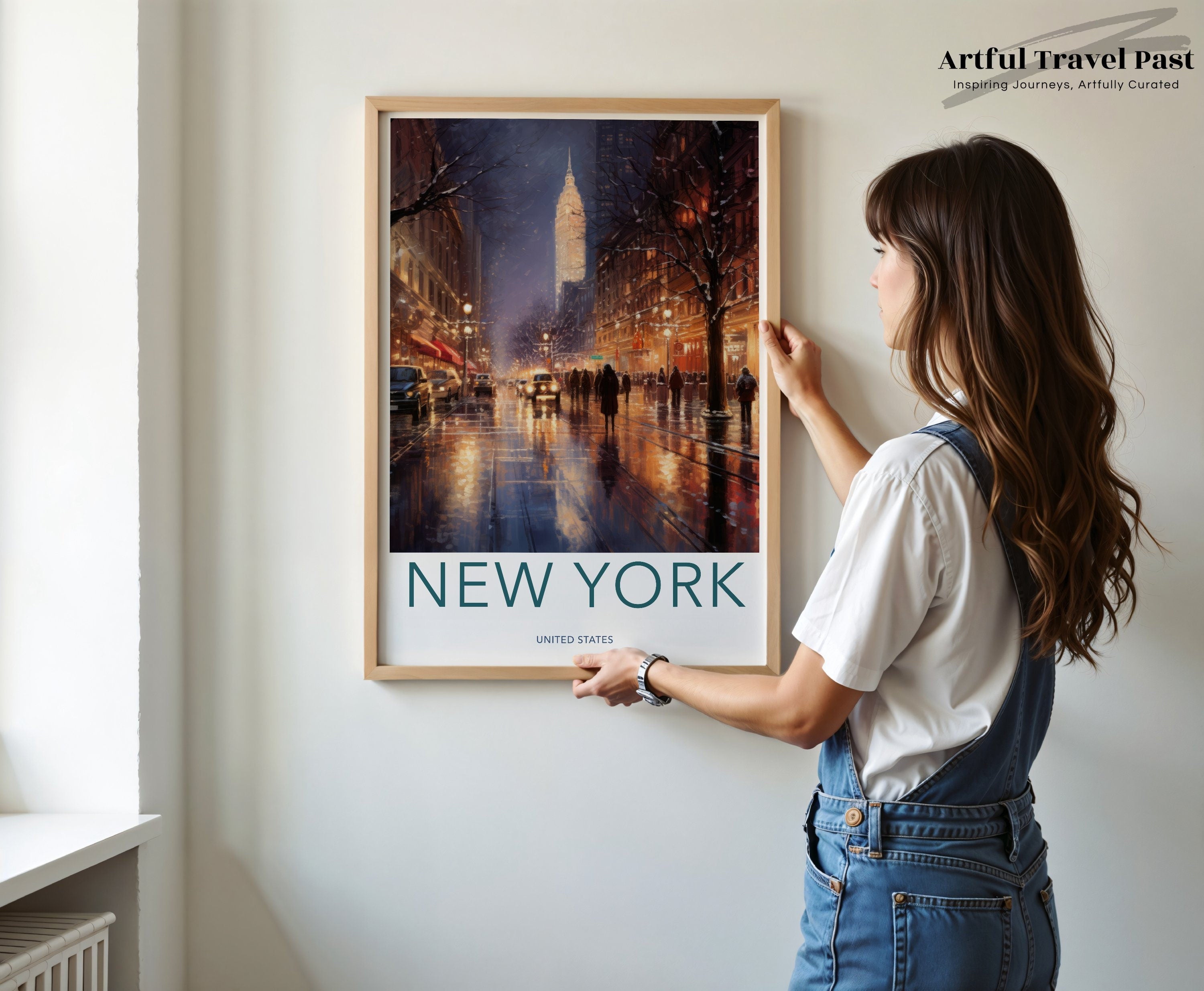 New York City Wall Art Print, Stunning Cityscape, Urban Night Scene, Iconic Architecture, Historical Landmarks, Perfect Decor